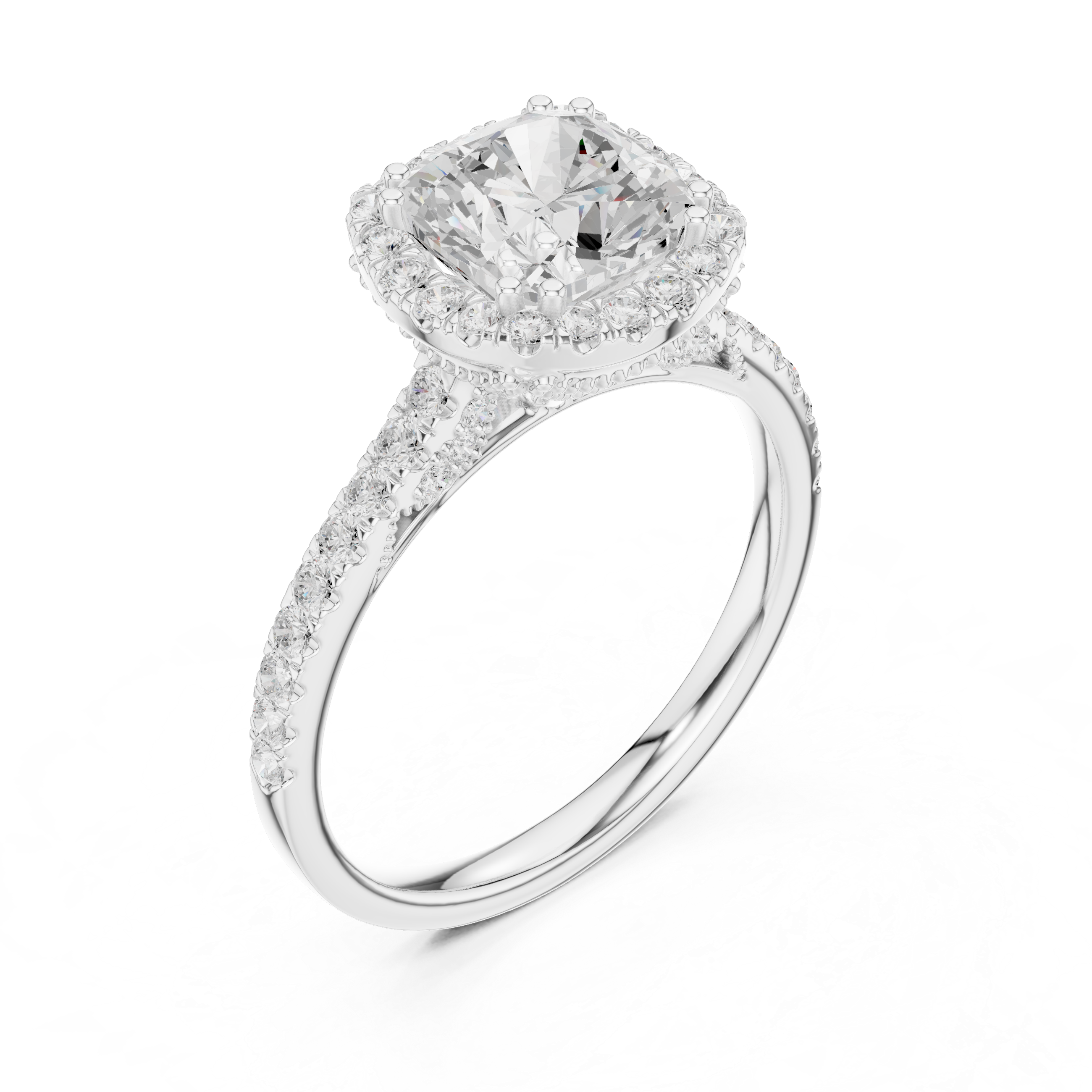 Cushion And Round Cut Brilliant Moissanite VVS1 Eternity Engagement Ring