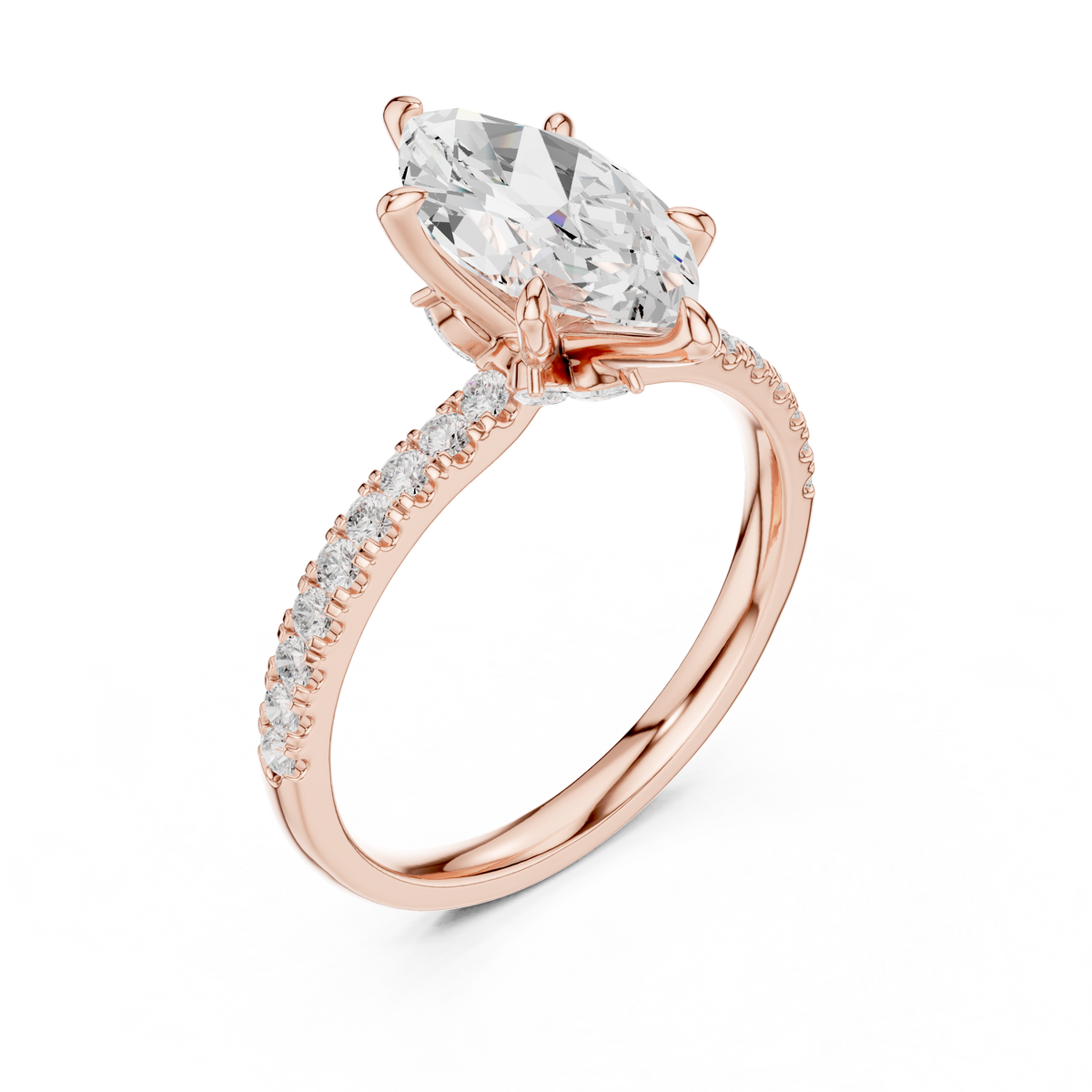 Marquise And Round Cut Brilliant Moissanite VVS1 Eternity Engagement Ring