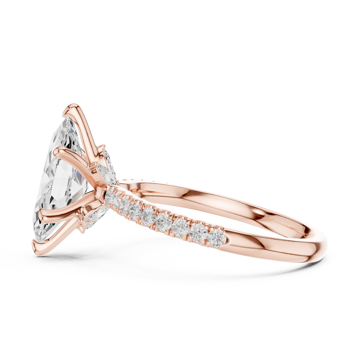 Marquise And Round Cut Brilliant Moissanite VVS1 Eternity Engagement Ring