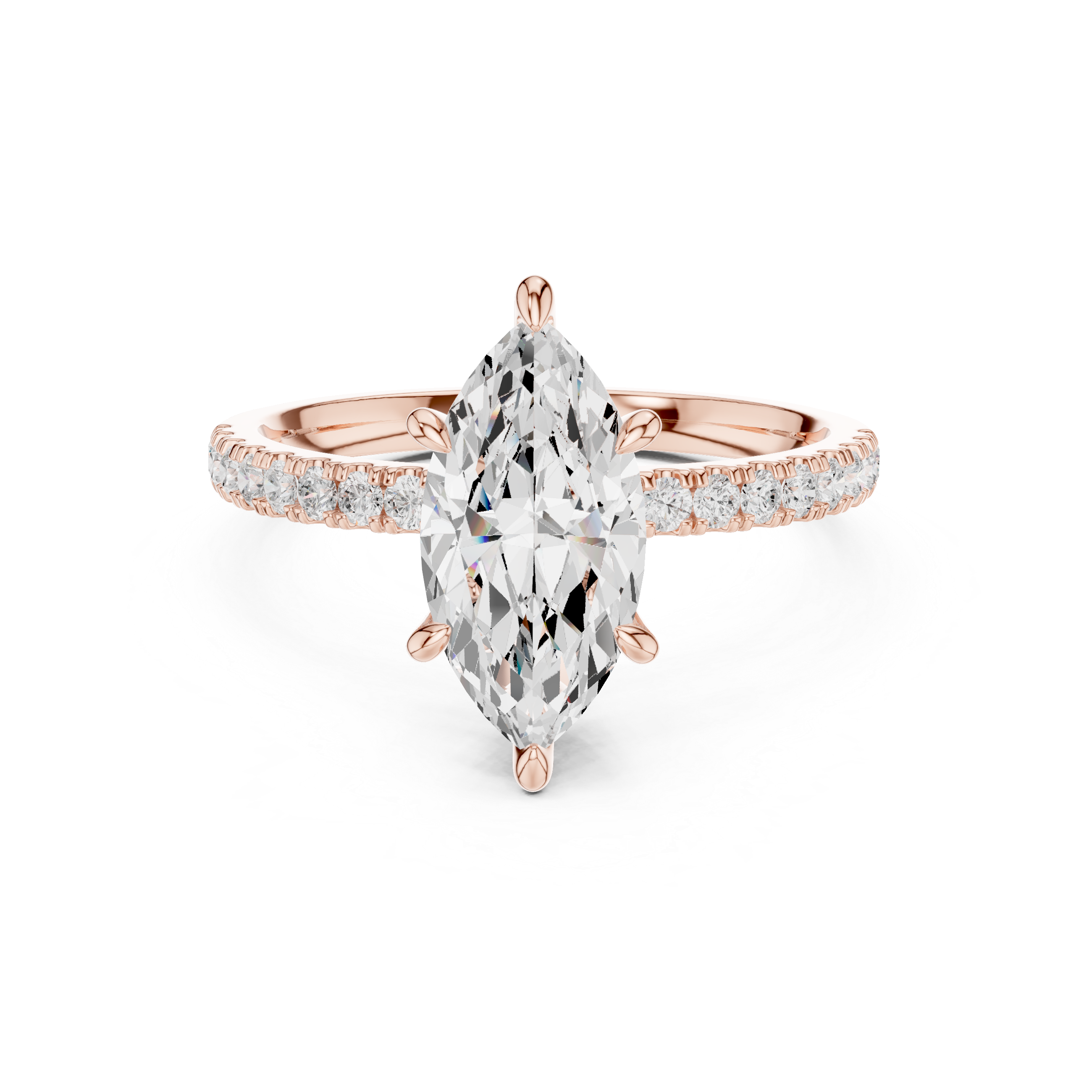 Marquise And Round Cut Brilliant Moissanite VVS1 Eternity Engagement Ring