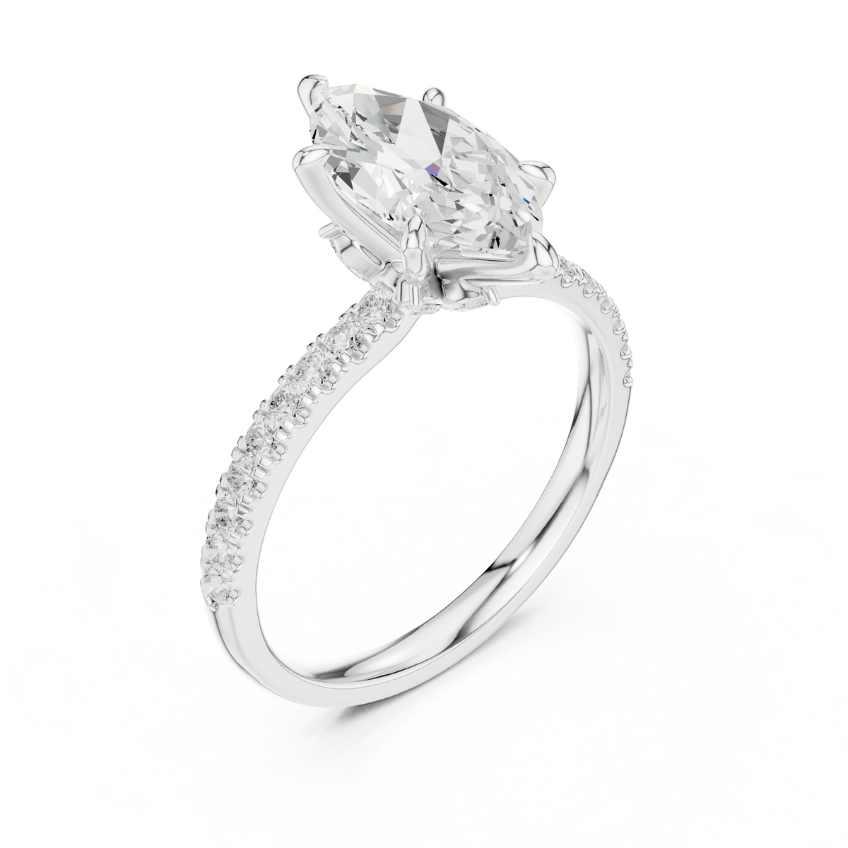 Marquise And Round Cut Brilliant Moissanite VVS1 Eternity Engagement Ring