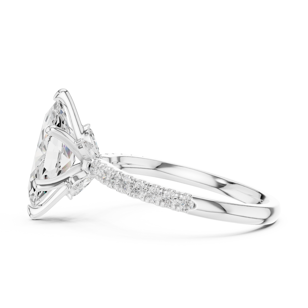 Marquise And Round Cut Brilliant Moissanite VVS1 Eternity Engagement Ring