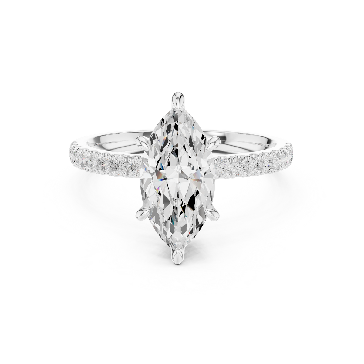 Marquise And Round Cut Brilliant Moissanite VVS1 Eternity Engagement Ring