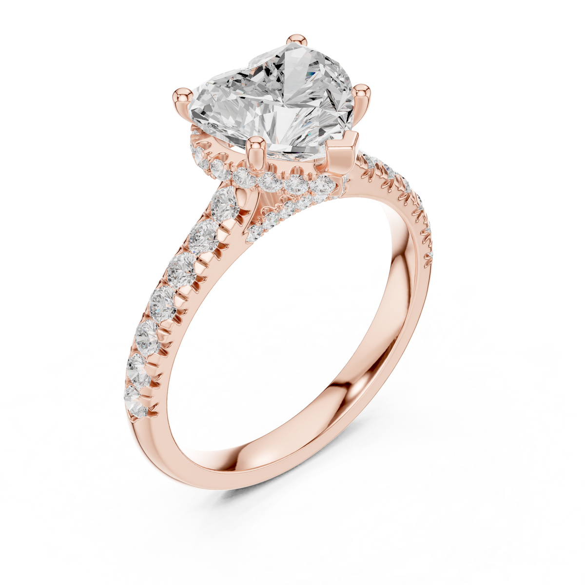 Heart And Round Cut Brilliant Moissanite VVS1 Eternity Engagement Ring