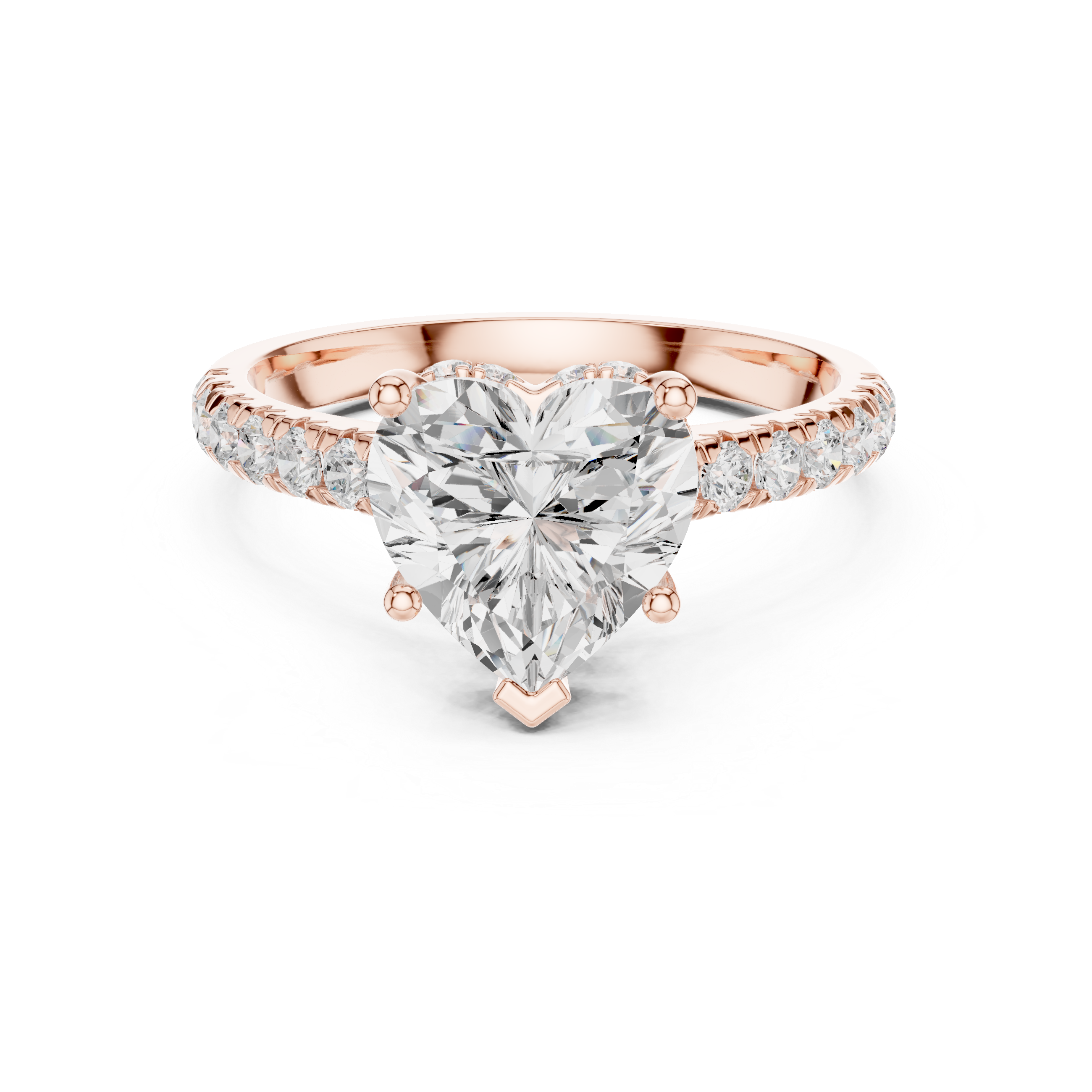 Heart And Round Cut Brilliant Moissanite VVS1 Eternity Engagement Ring
