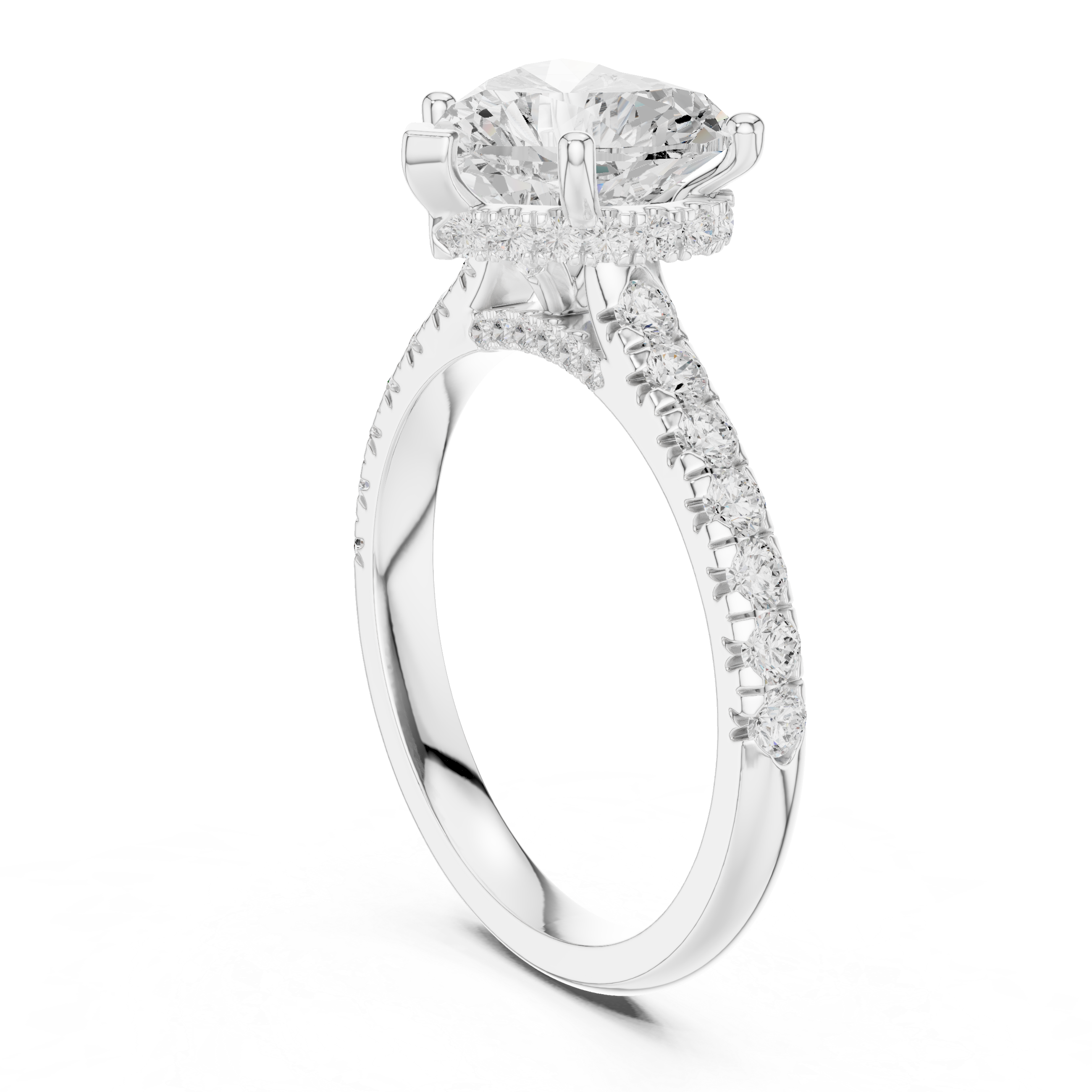 Heart And Round Cut Brilliant Moissanite VVS1 Eternity Engagement Ring
