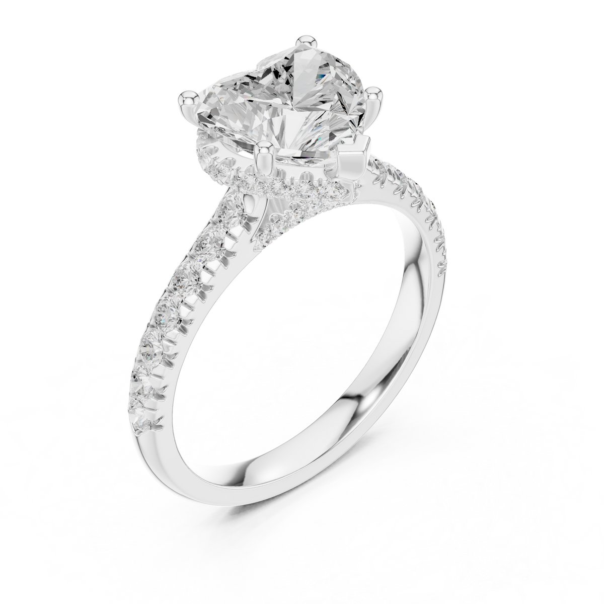 Heart And Round Cut Brilliant Moissanite VVS1 Eternity Engagement Ring