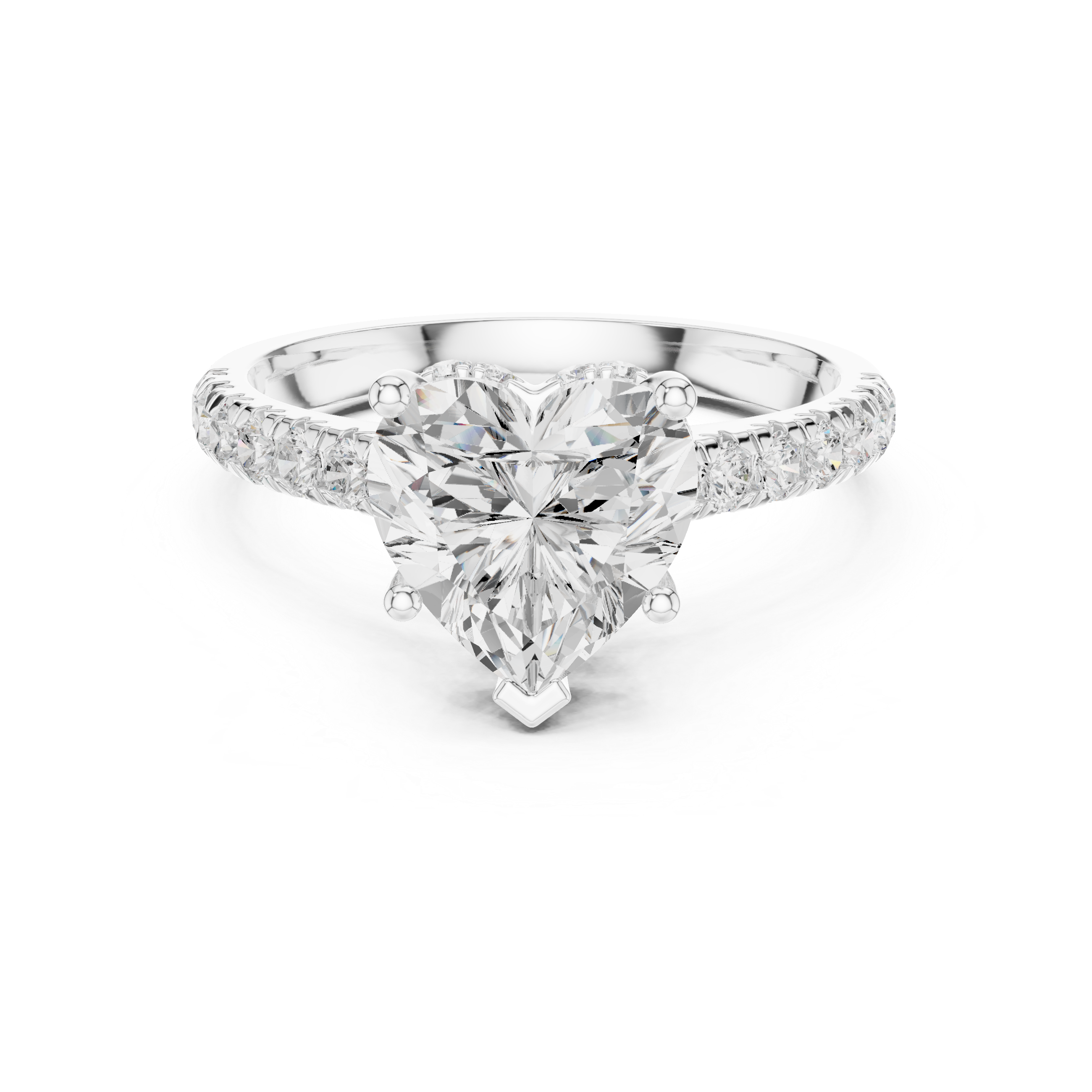 Heart And Round Cut Brilliant Moissanite VVS1 Eternity Engagement Ring