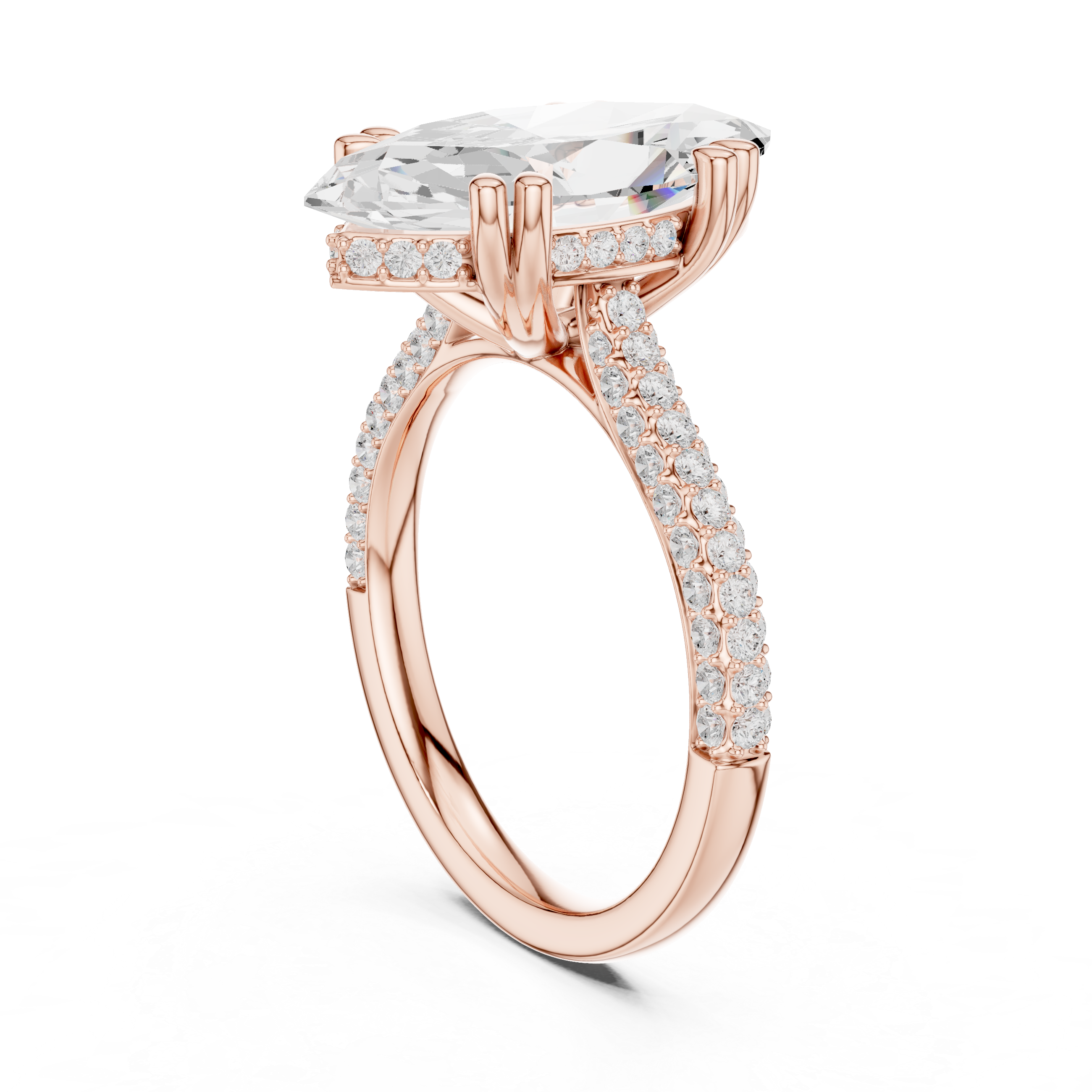 Marquise And Round Cut Brilliant Moissanite VVS1 Eternity Engagement Ring