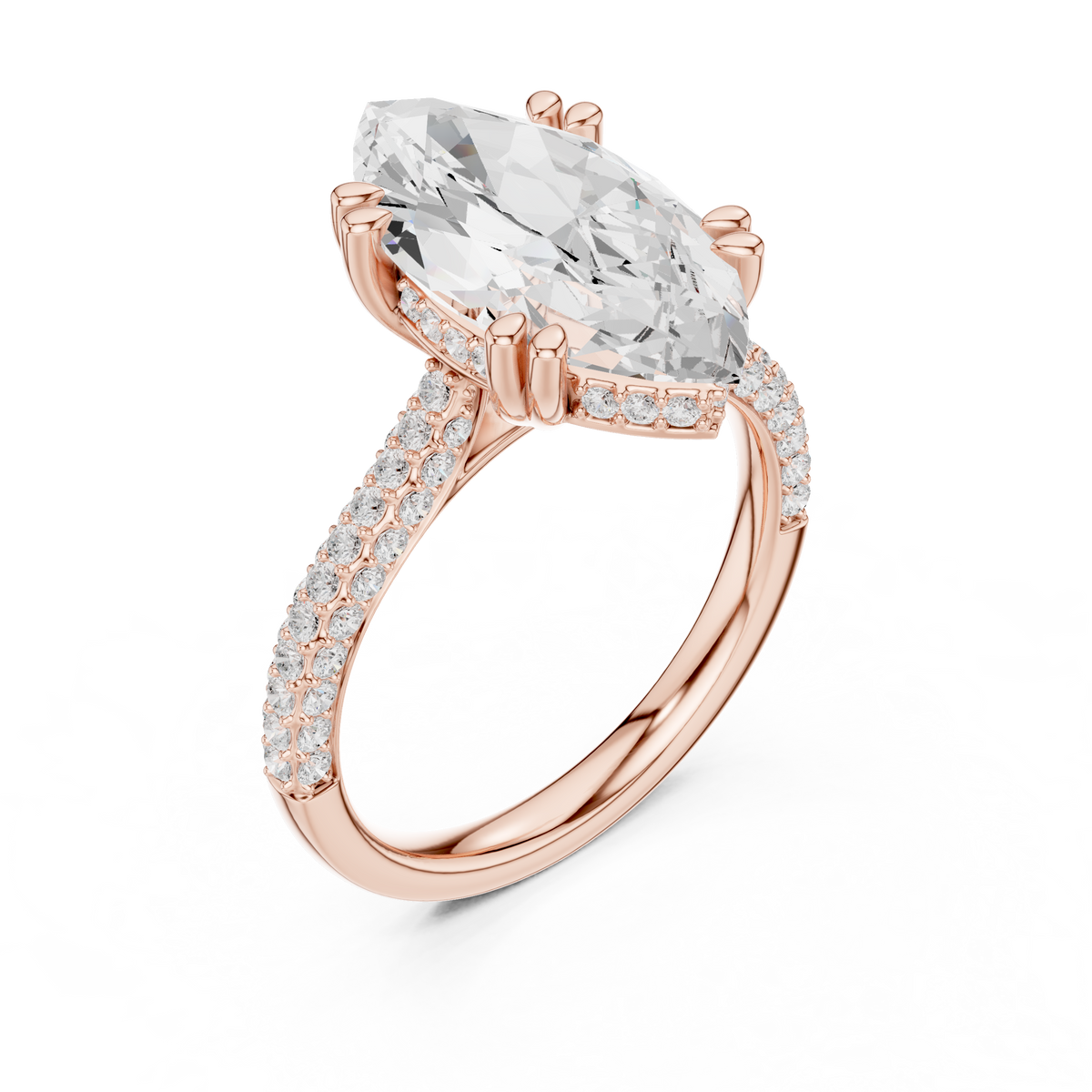 Marquise And Round Cut Brilliant Moissanite VVS1 Eternity Engagement Ring