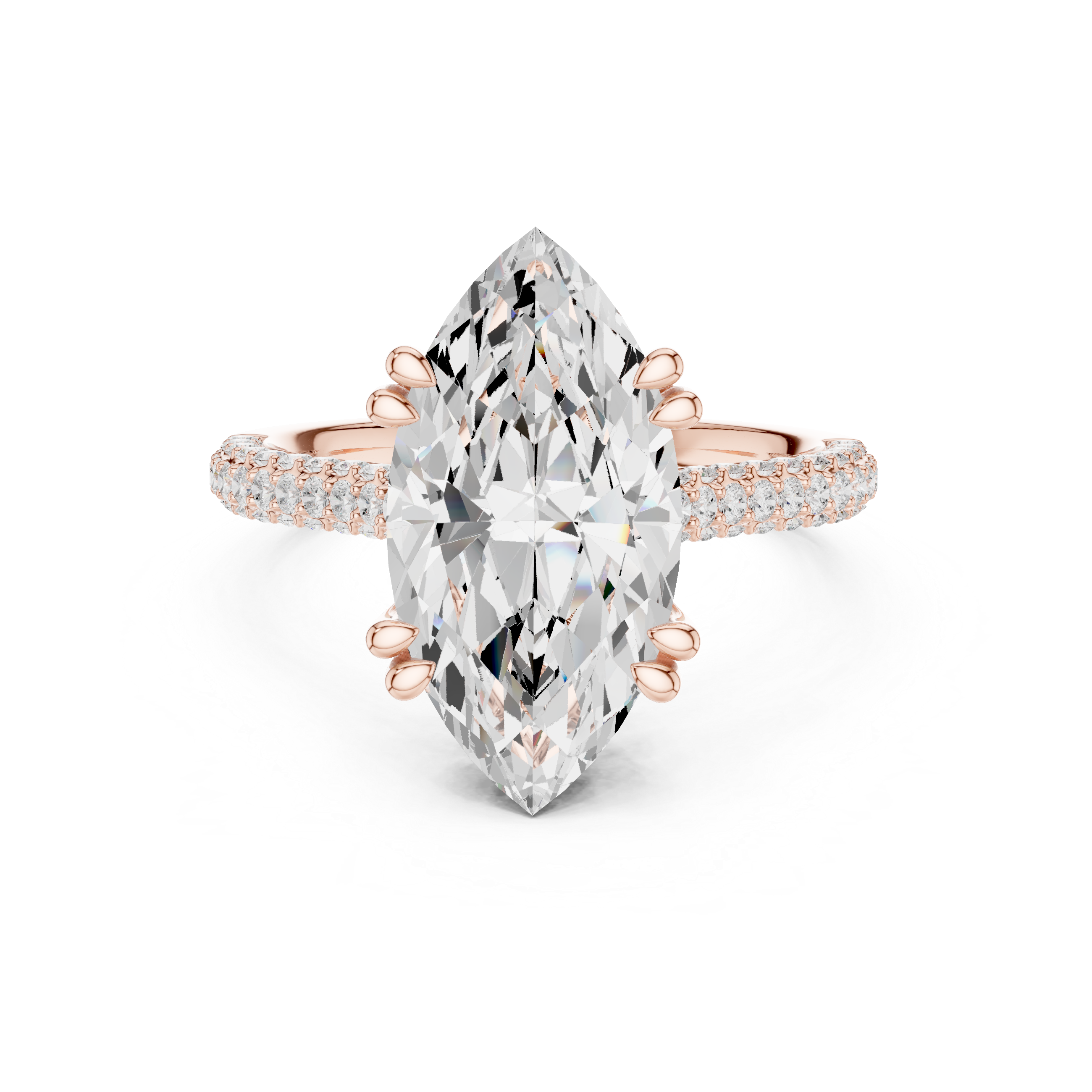 Marquise And Round Cut Brilliant Moissanite VVS1 Eternity Engagement Ring