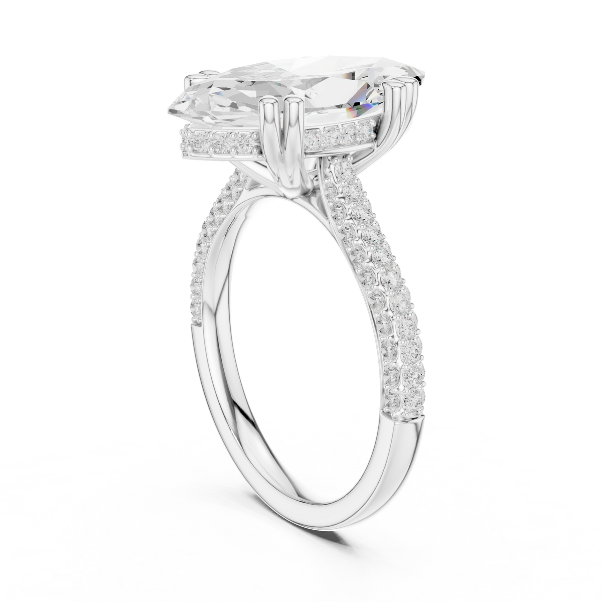Marquise And Round Cut Brilliant Moissanite VVS1 Eternity Engagement Ring