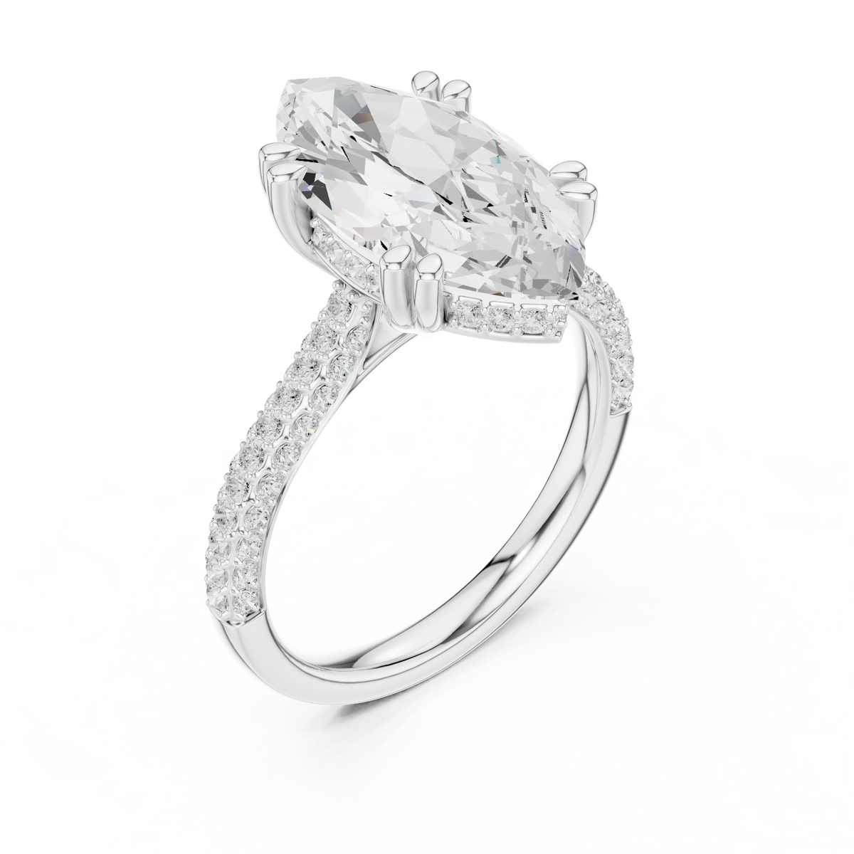 Marquise And Round Cut Brilliant Moissanite VVS1 Eternity Engagement Ring