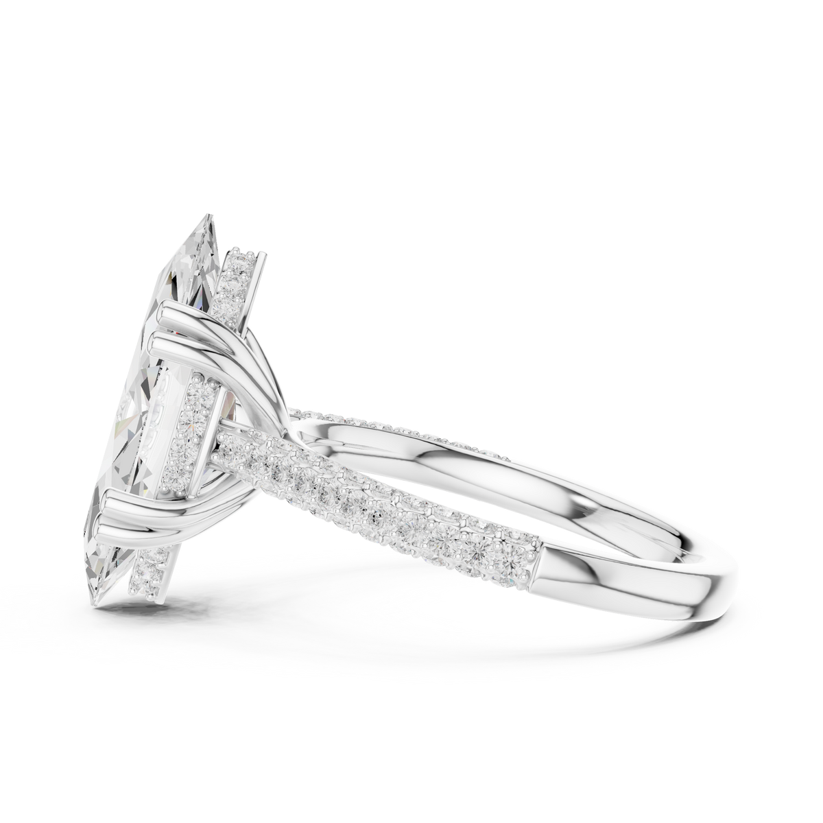 Marquise And Round Cut Brilliant Moissanite VVS1 Eternity Engagement Ring