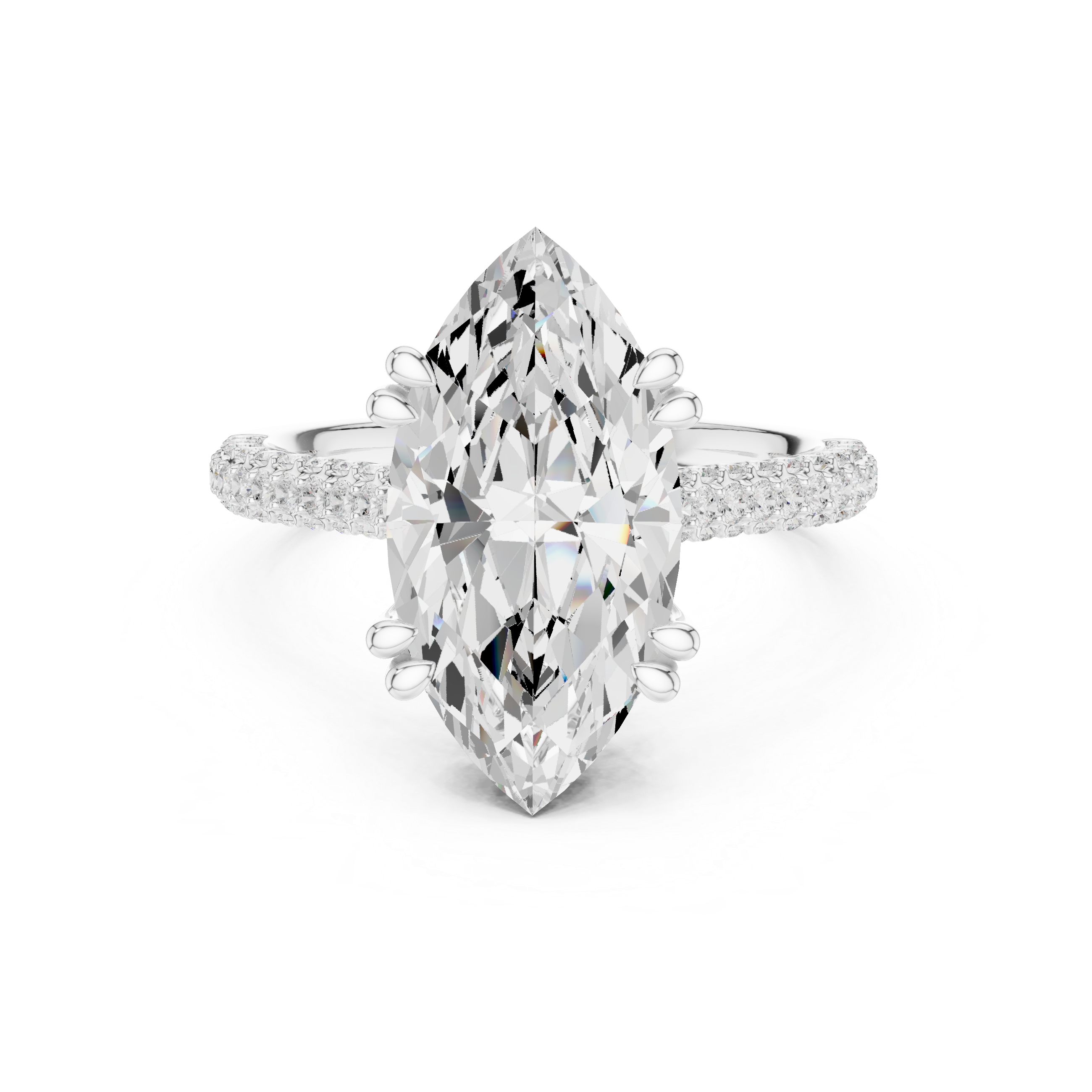 Marquise And Round Cut Brilliant Moissanite VVS1 Eternity Engagement Ring