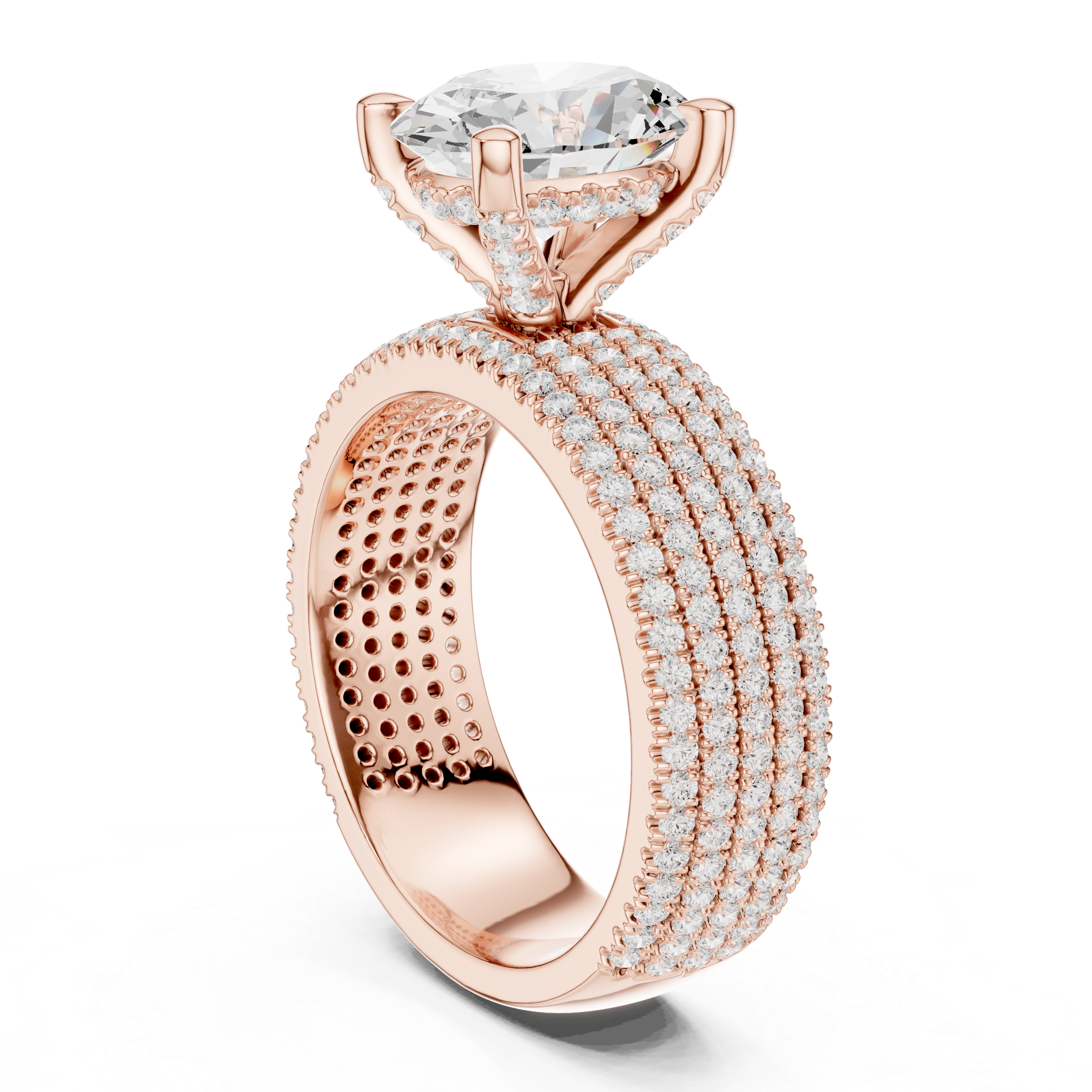 Oval And Round Brilliant Moissanite VVS1 Eternity Engagement Ring