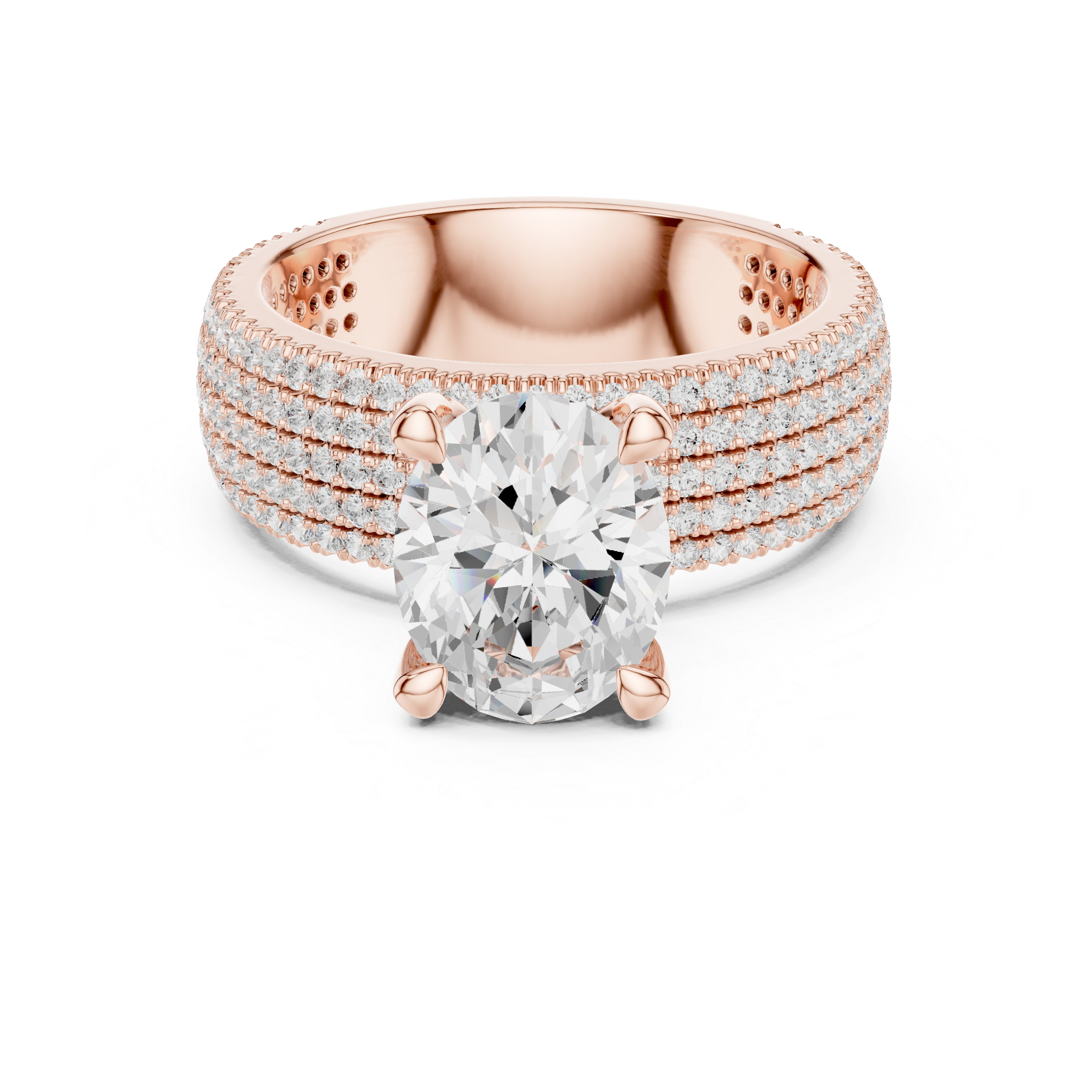 Oval And Round Brilliant Moissanite VVS1 Eternity Engagement Ring