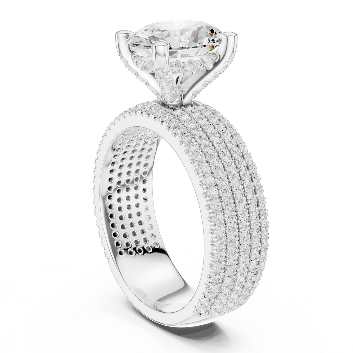 Oval And Round Brilliant Moissanite VVS1 Eternity Engagement Ring