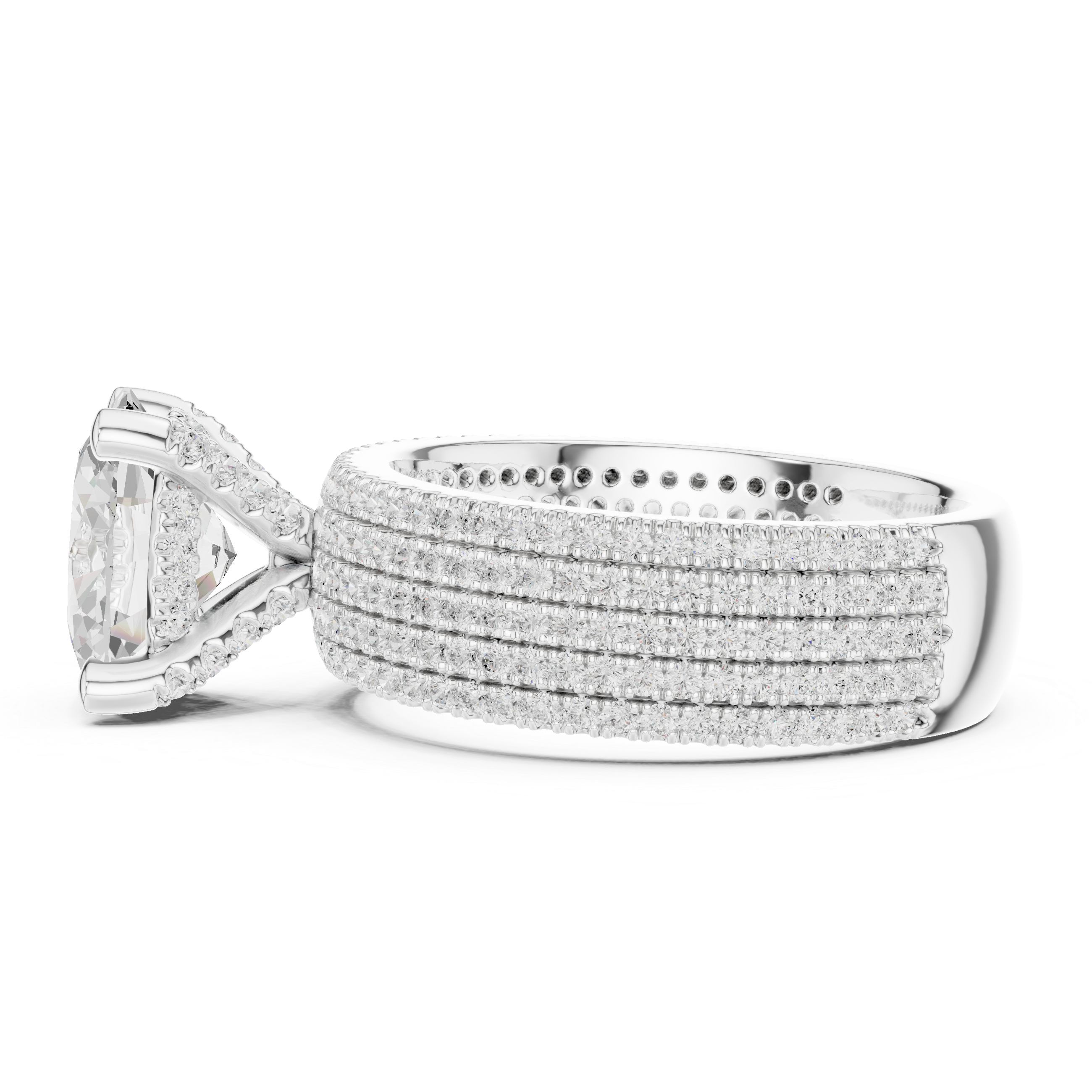 Oval And Round Brilliant Moissanite VVS1 Eternity Engagement Ring
