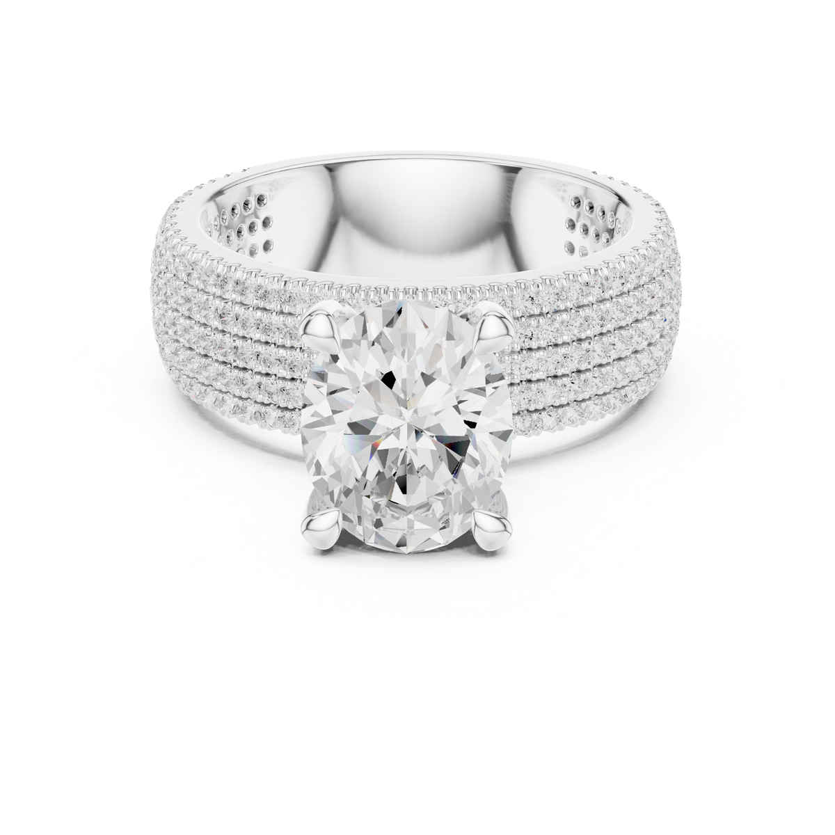 Oval And Round Brilliant Moissanite VVS1 Eternity Engagement Ring