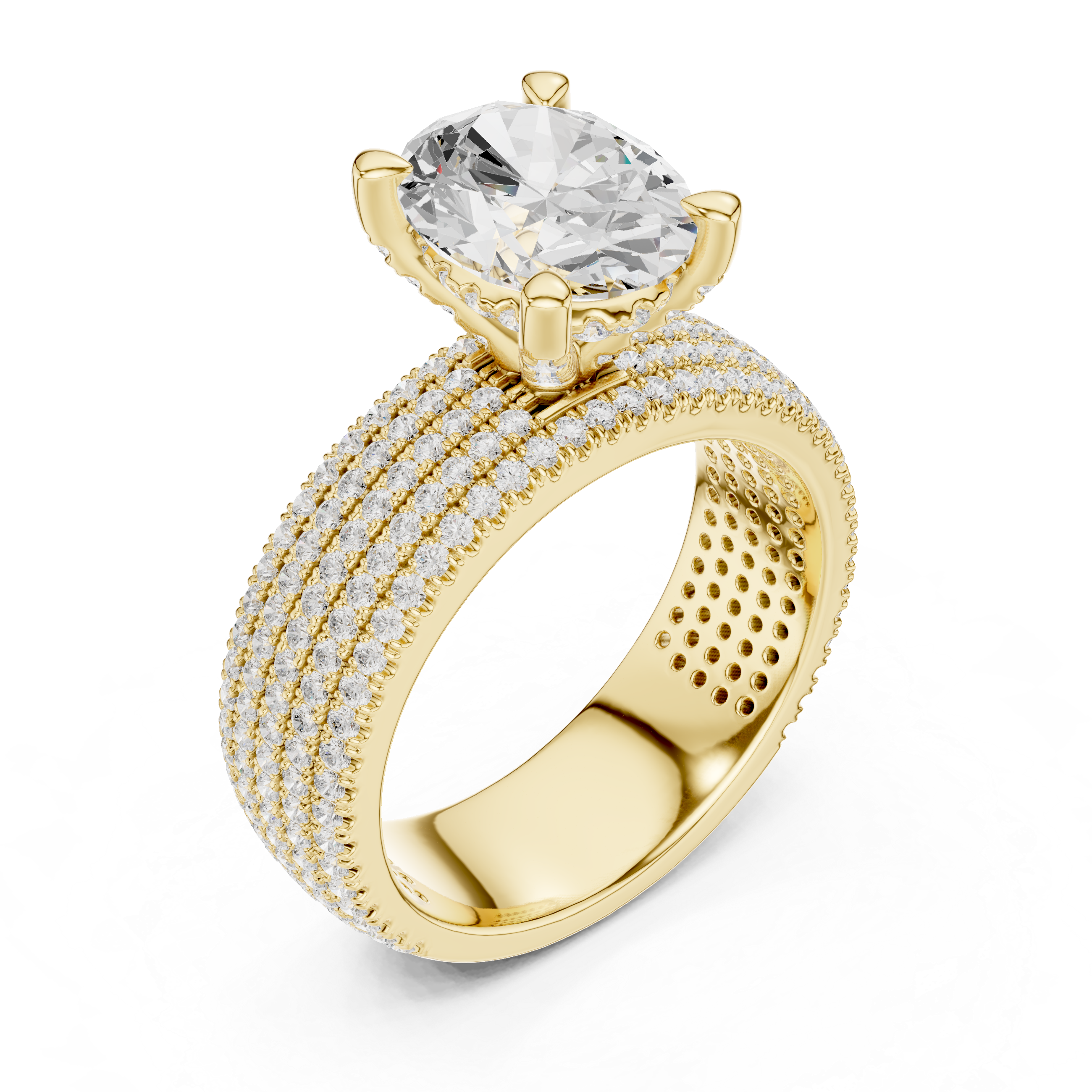 Oval And Round Brilliant Moissanite VVS1 Eternity Engagement Ring