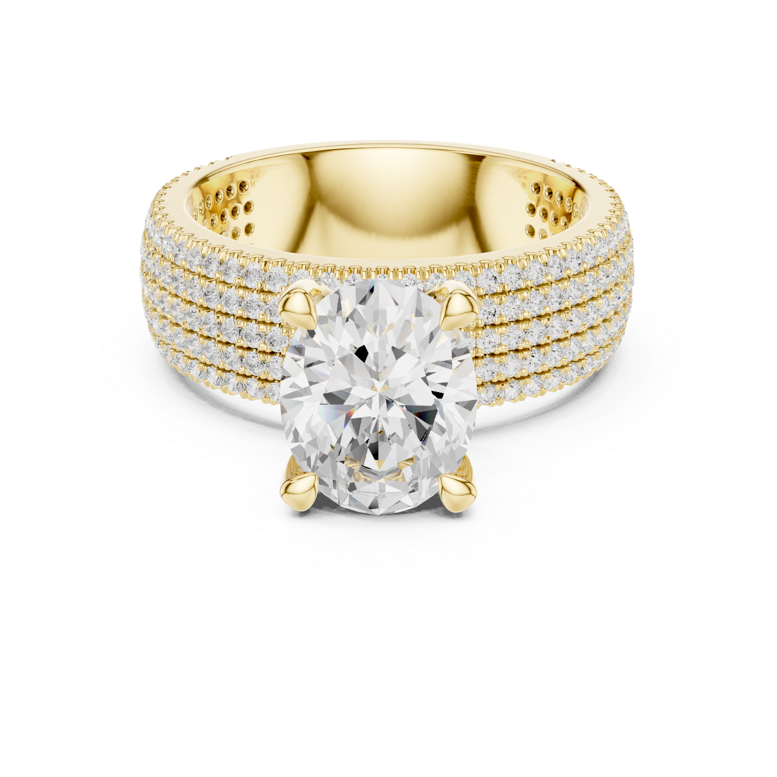 Oval And Round Brilliant Moissanite VVS1 Eternity Engagement Ring