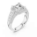 Asscher And Round Cut Brilliant Moissanite VVS1 Eternity Engagement Ring