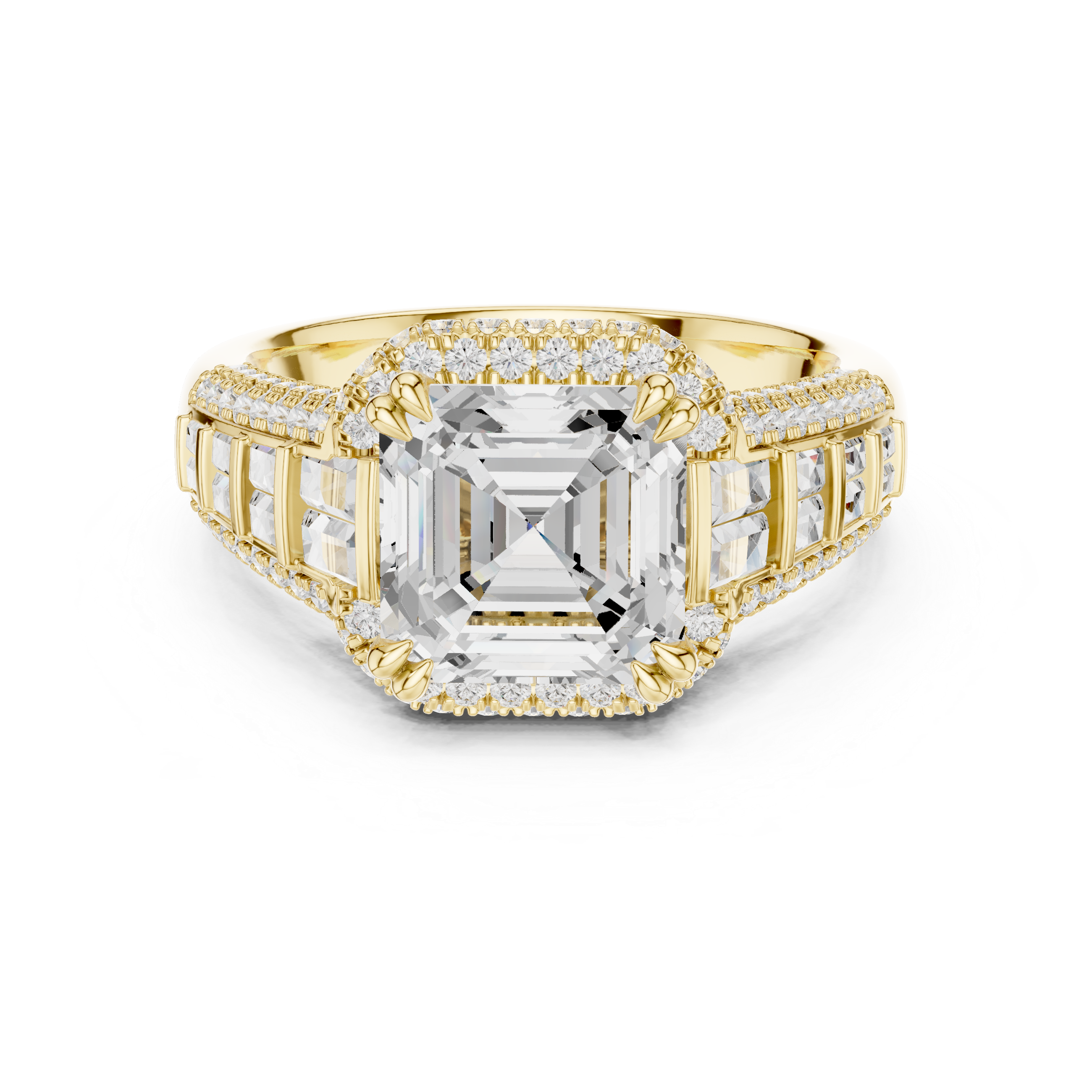 Asscher And Round Cut Brilliant Moissanite VVS1 Eternity Engagement Ring
