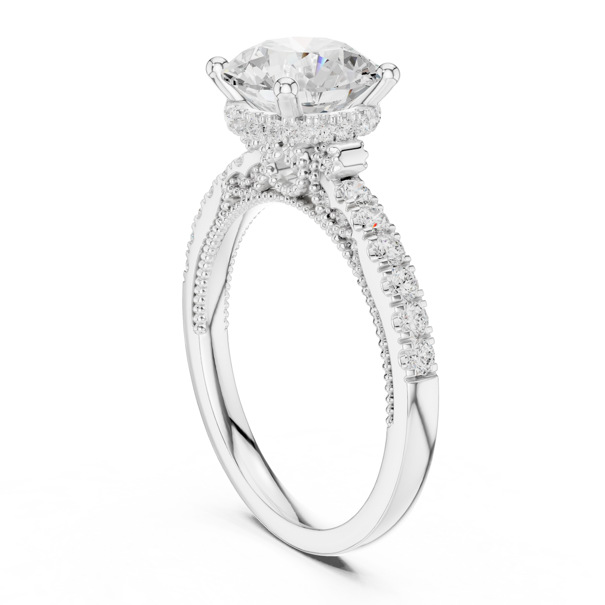 Round Cut Brilliant Moissanite VVS1 Eternity Engagement Ring