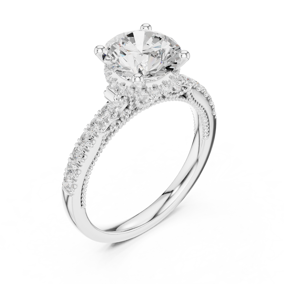 Round Cut Brilliant Moissanite VVS1 Eternity Engagement Ring