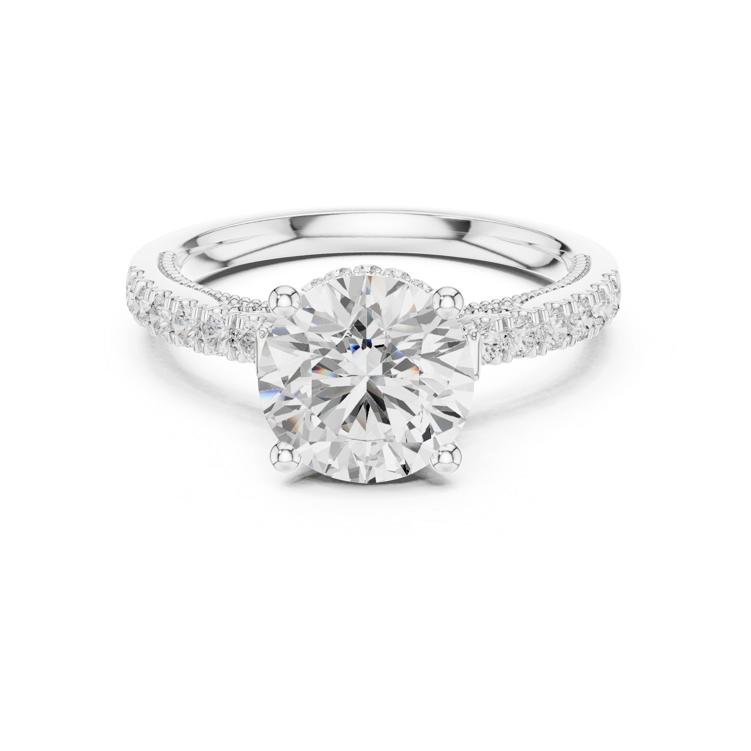 Round Cut Brilliant Moissanite VVS1 Eternity Engagement Ring