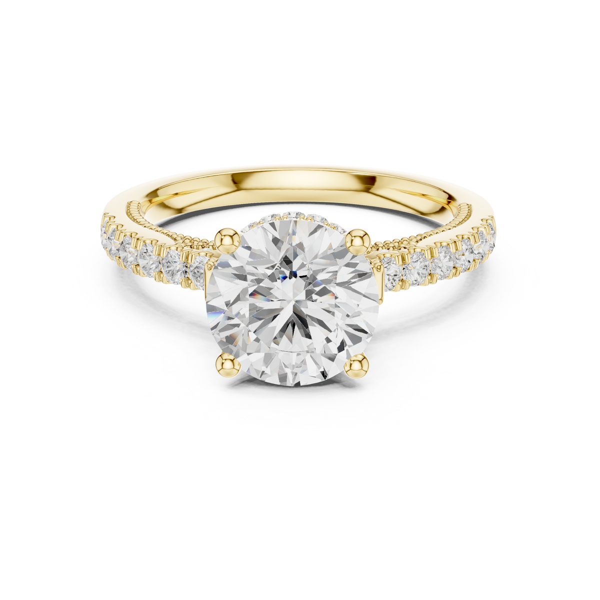 Round Cut Brilliant Moissanite VVS1 Eternity Engagement Ring