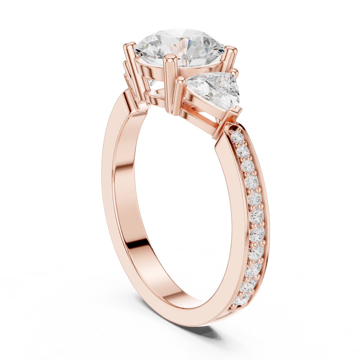 Round And Trillion Cut Brilliant Moissanite VVS1 Eternity Engagement Ring