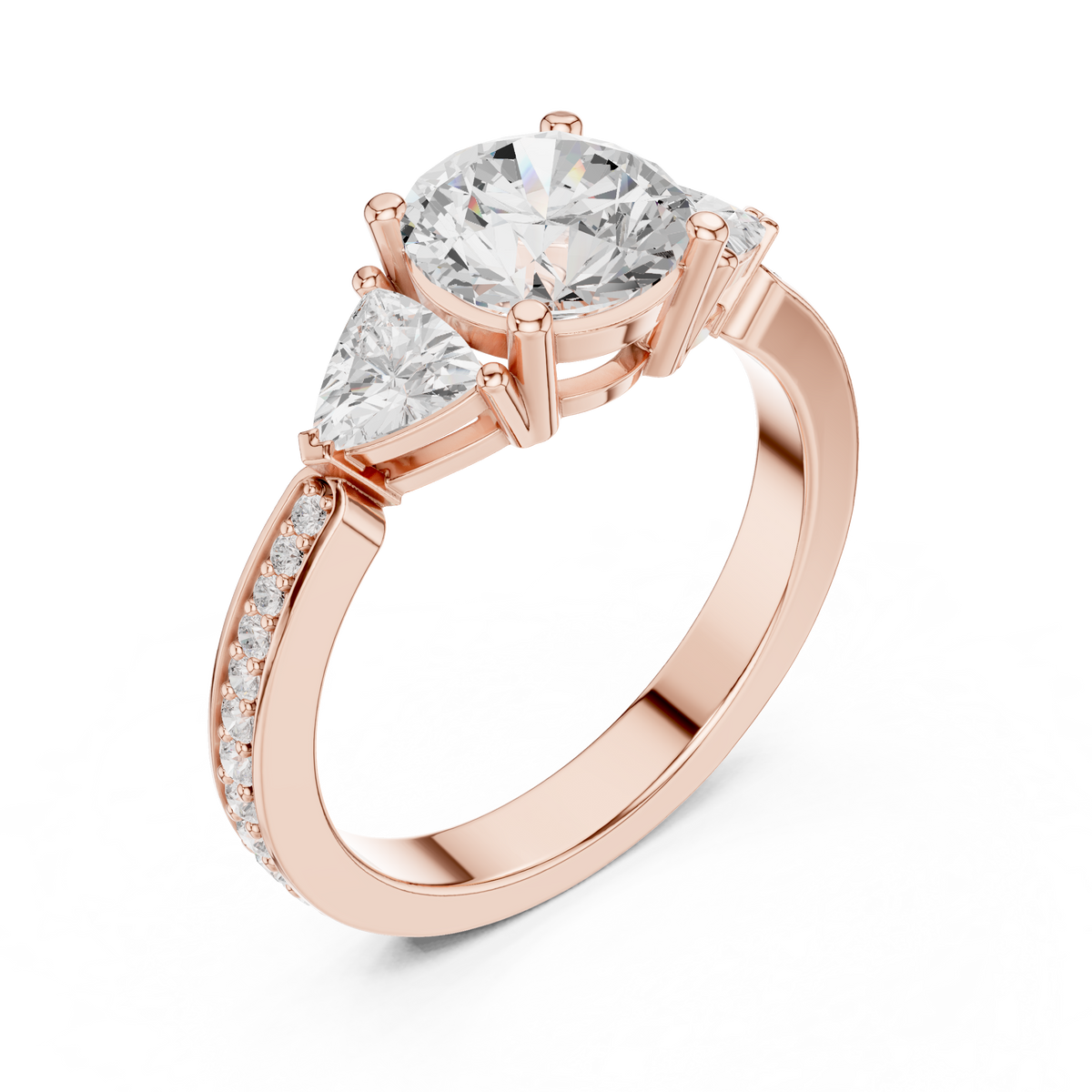 Round And Trillion Cut Brilliant Moissanite VVS1 Eternity Engagement Ring
