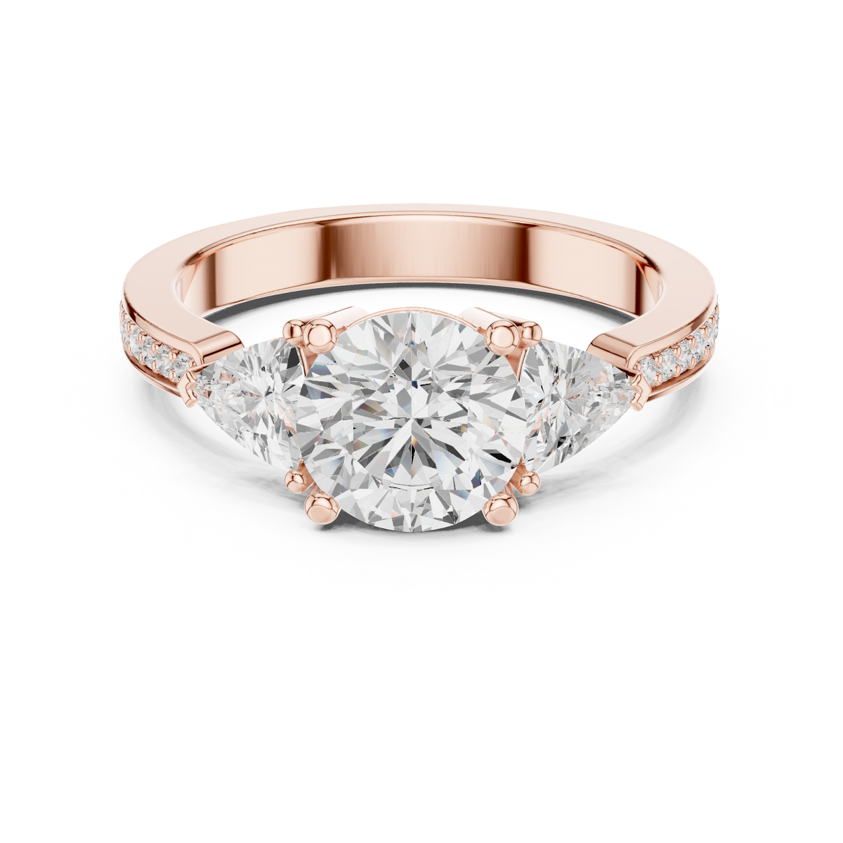 Round And Trillion Cut Brilliant Moissanite VVS1 Eternity Engagement Ring
