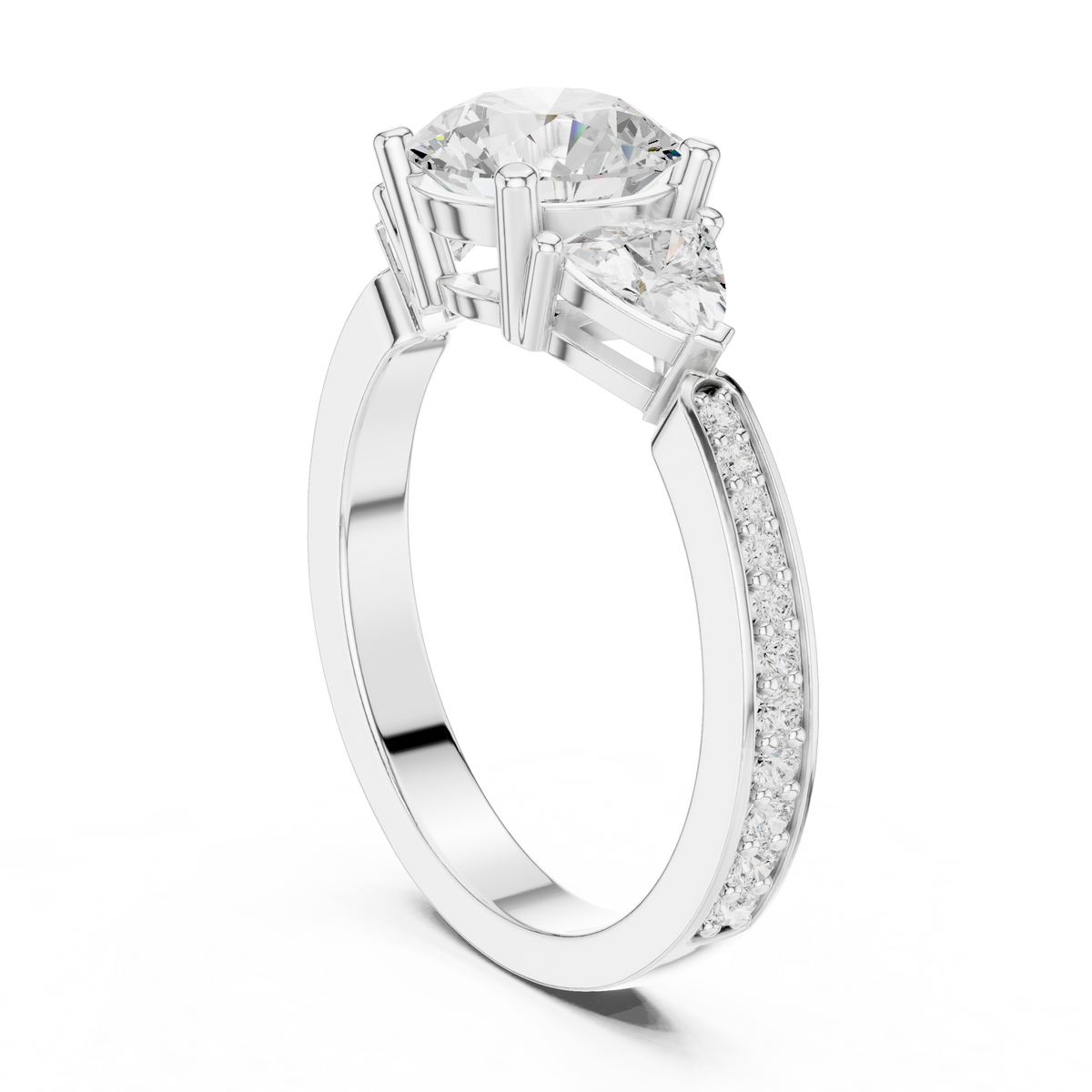 Round And Trillion Cut Brilliant Moissanite VVS1 Eternity Engagement Ring