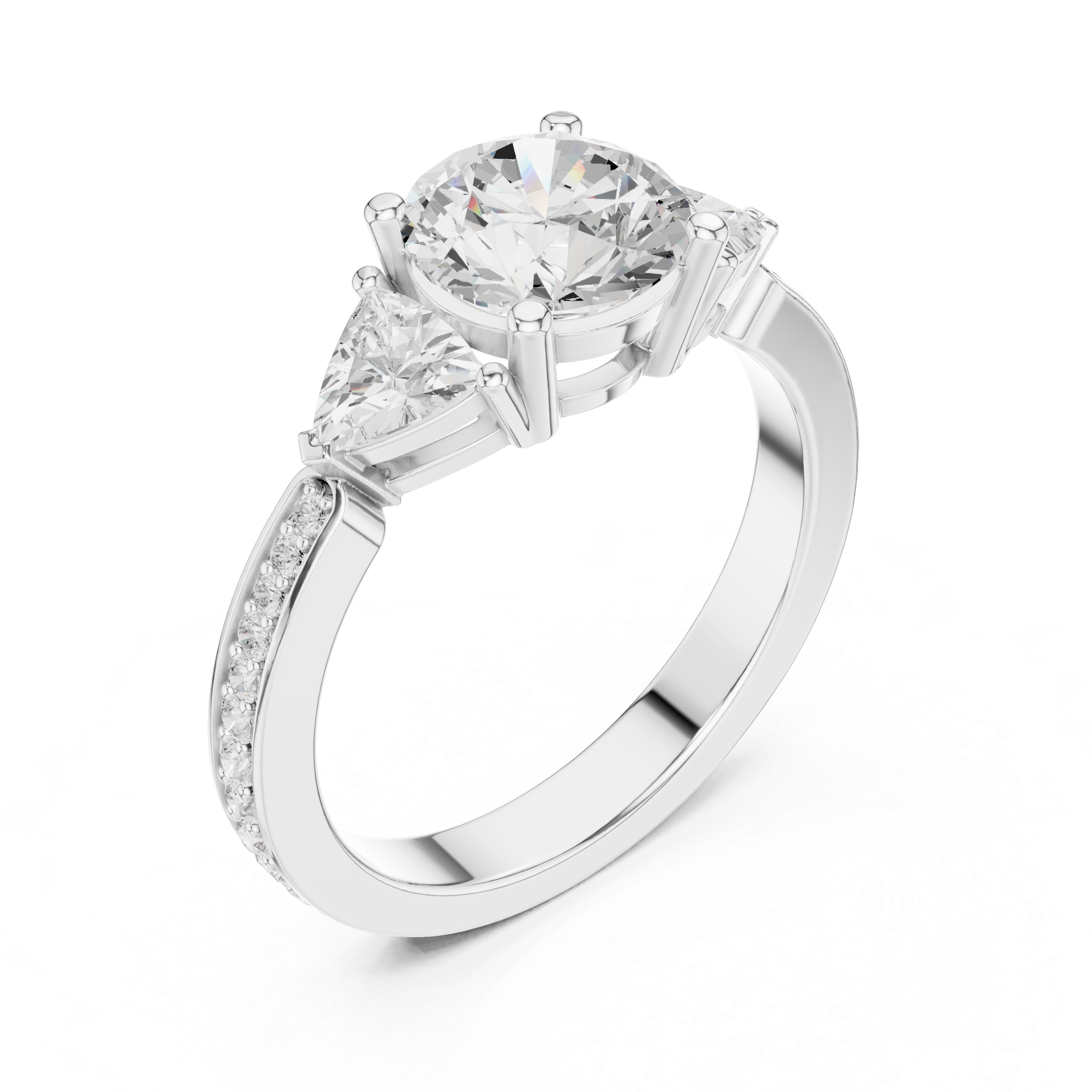 Round And Trillion Cut Brilliant Moissanite VVS1 Eternity Engagement Ring