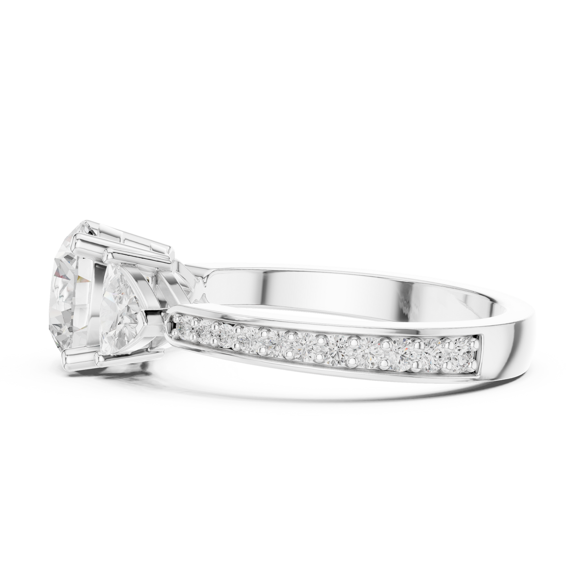 Round And Trillion Cut Brilliant Moissanite VVS1 Eternity Engagement Ring
