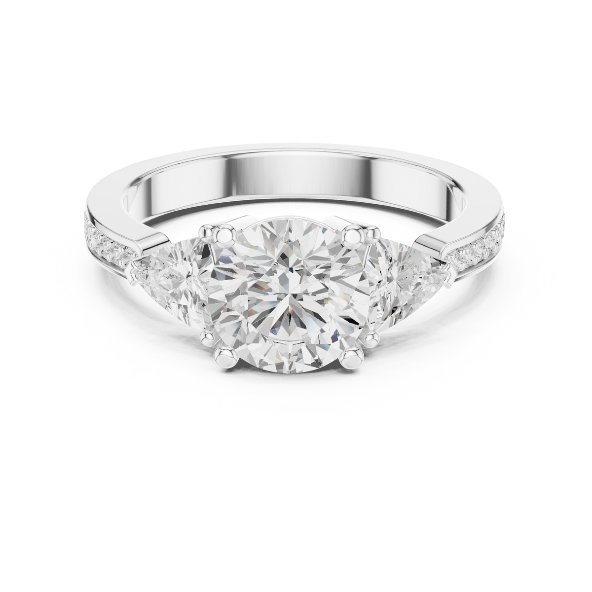 Round And Trillion Cut Brilliant Moissanite VVS1 Eternity Engagement Ring
