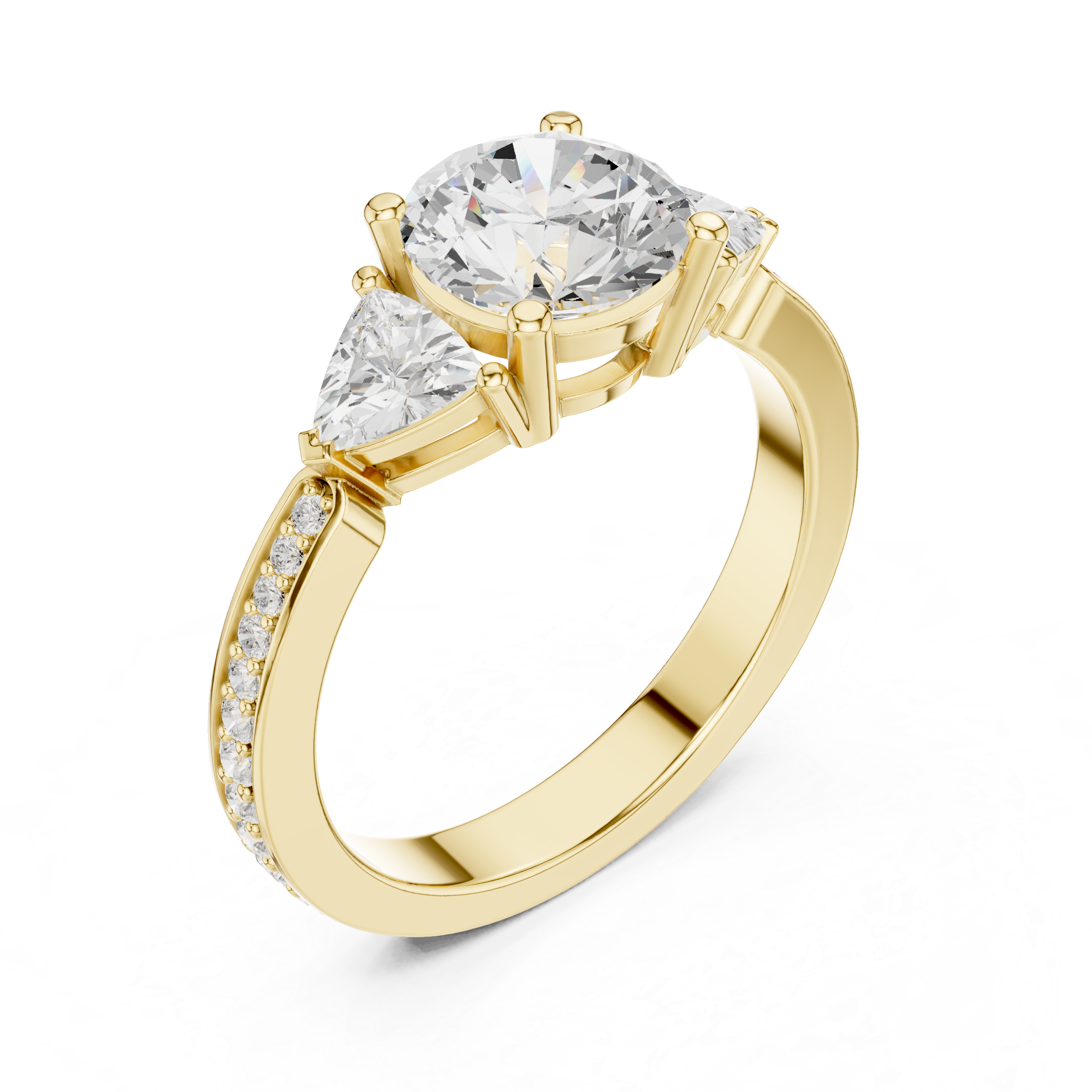 Round And Trillion Cut Brilliant Moissanite VVS1 Eternity Engagement Ring
