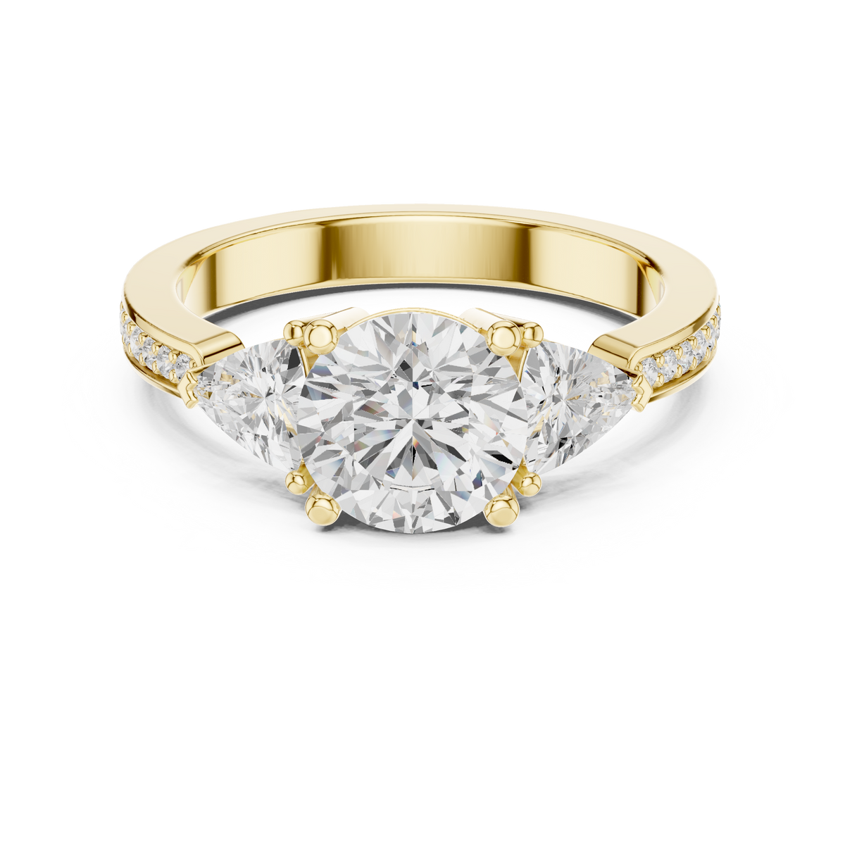 Round And Trillion Cut Brilliant Moissanite VVS1 Eternity Engagement Ring