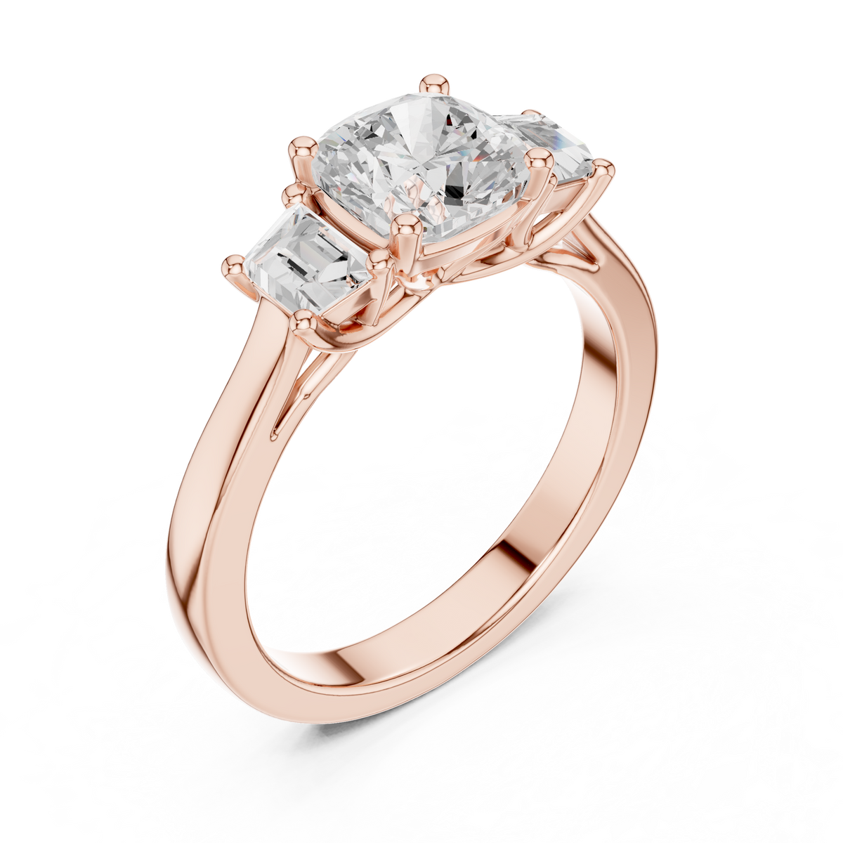 Cushion And Trapezoid Cut Brilliant Moissanite VVS1 Eternity Engagement Ring