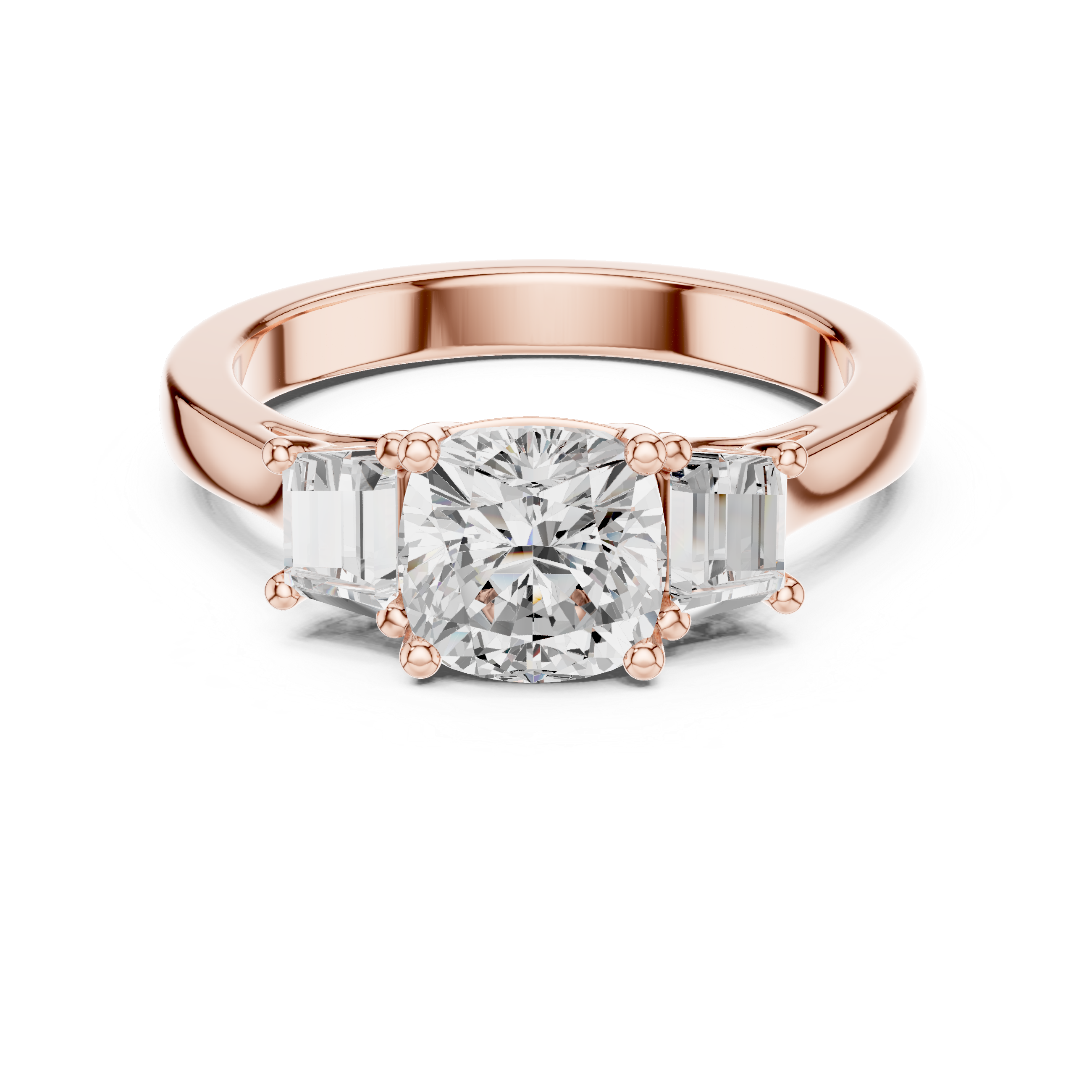 Cushion And Trapezoid Cut Brilliant Moissanite VVS1 Eternity Engagement Ring