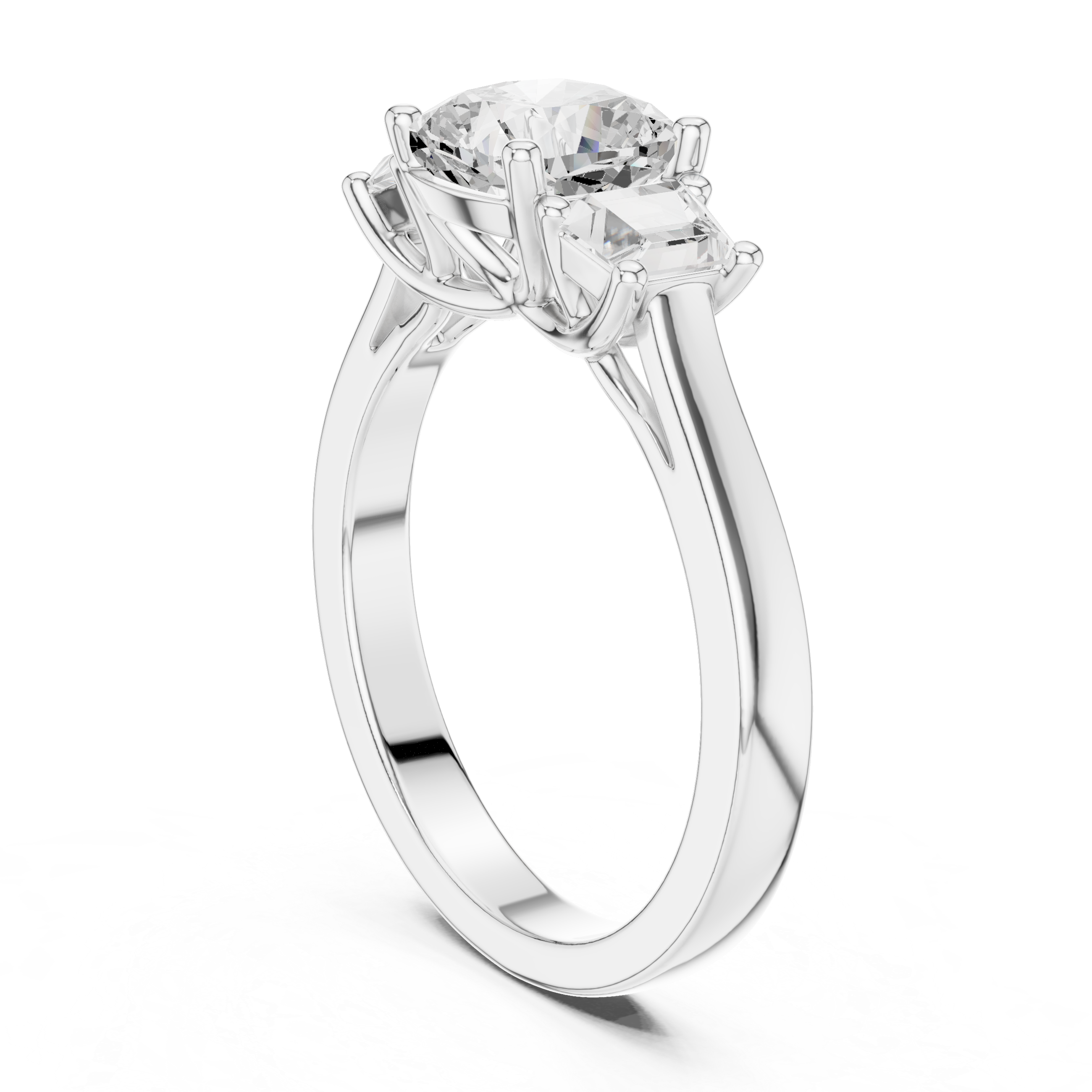 Cushion And Trapezoid Cut Brilliant Moissanite VVS1 Eternity Engagement Ring