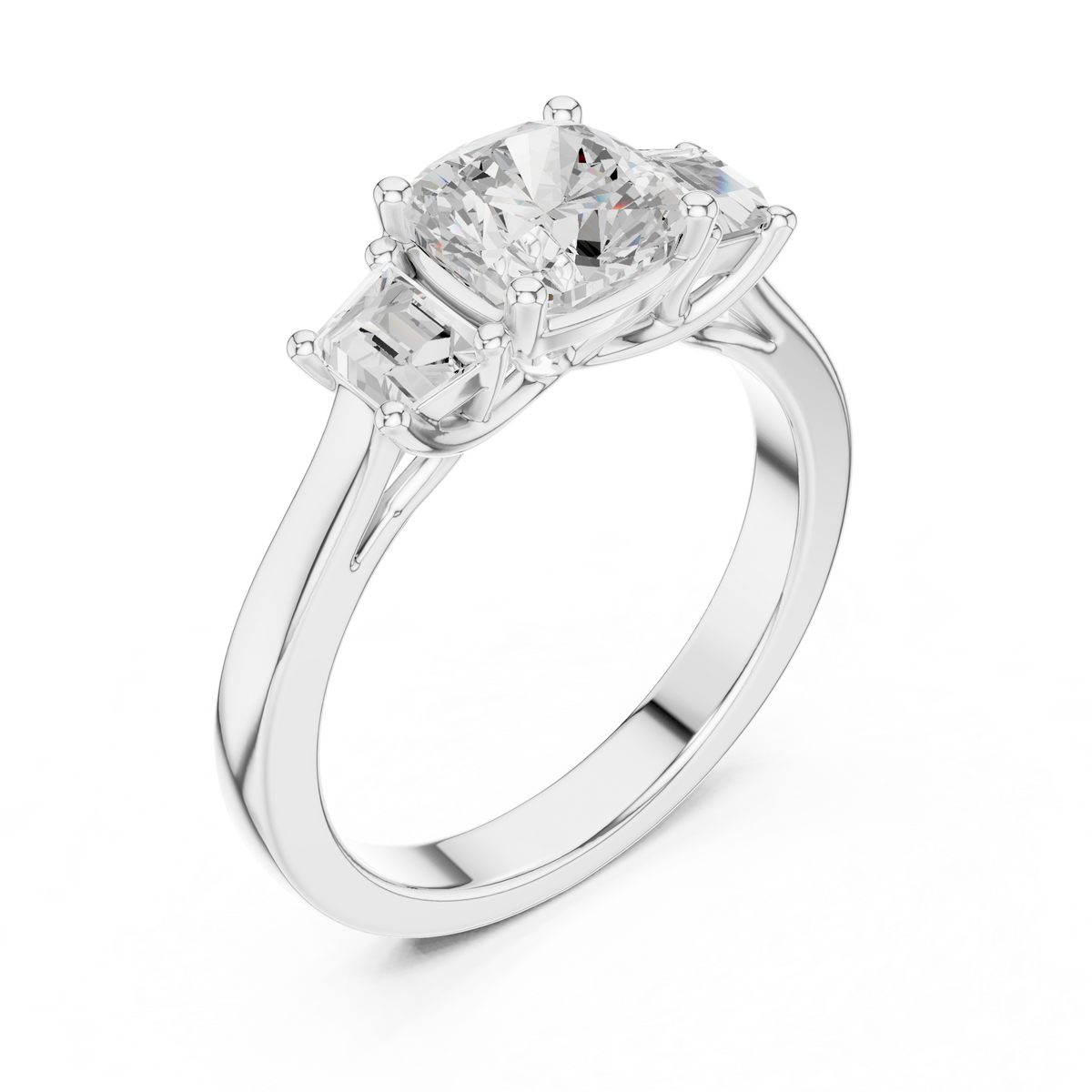 Cushion And Trapezoid Cut Brilliant Moissanite VVS1 Eternity Engagement Ring