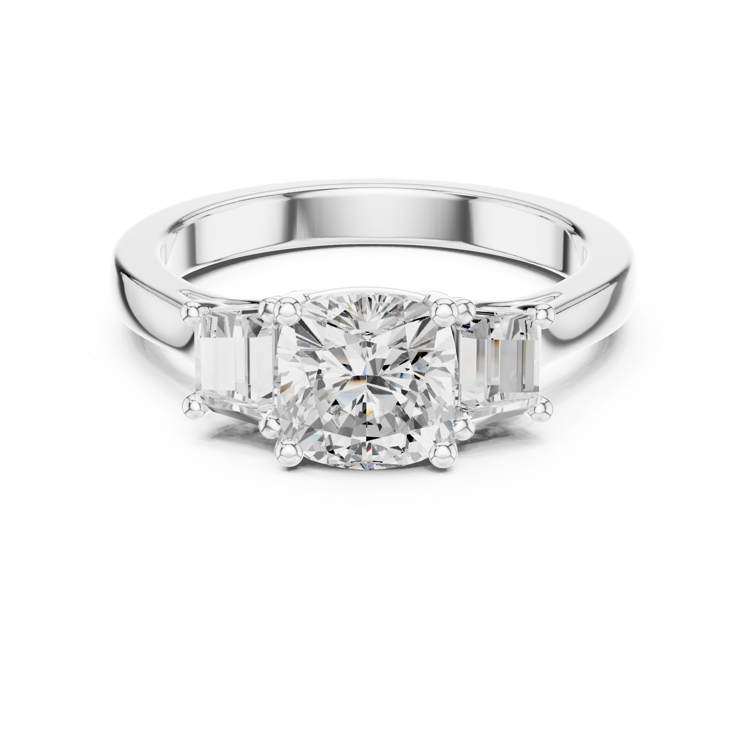 Cushion And Trapezoid Cut Brilliant Moissanite VVS1 Eternity Engagement Ring