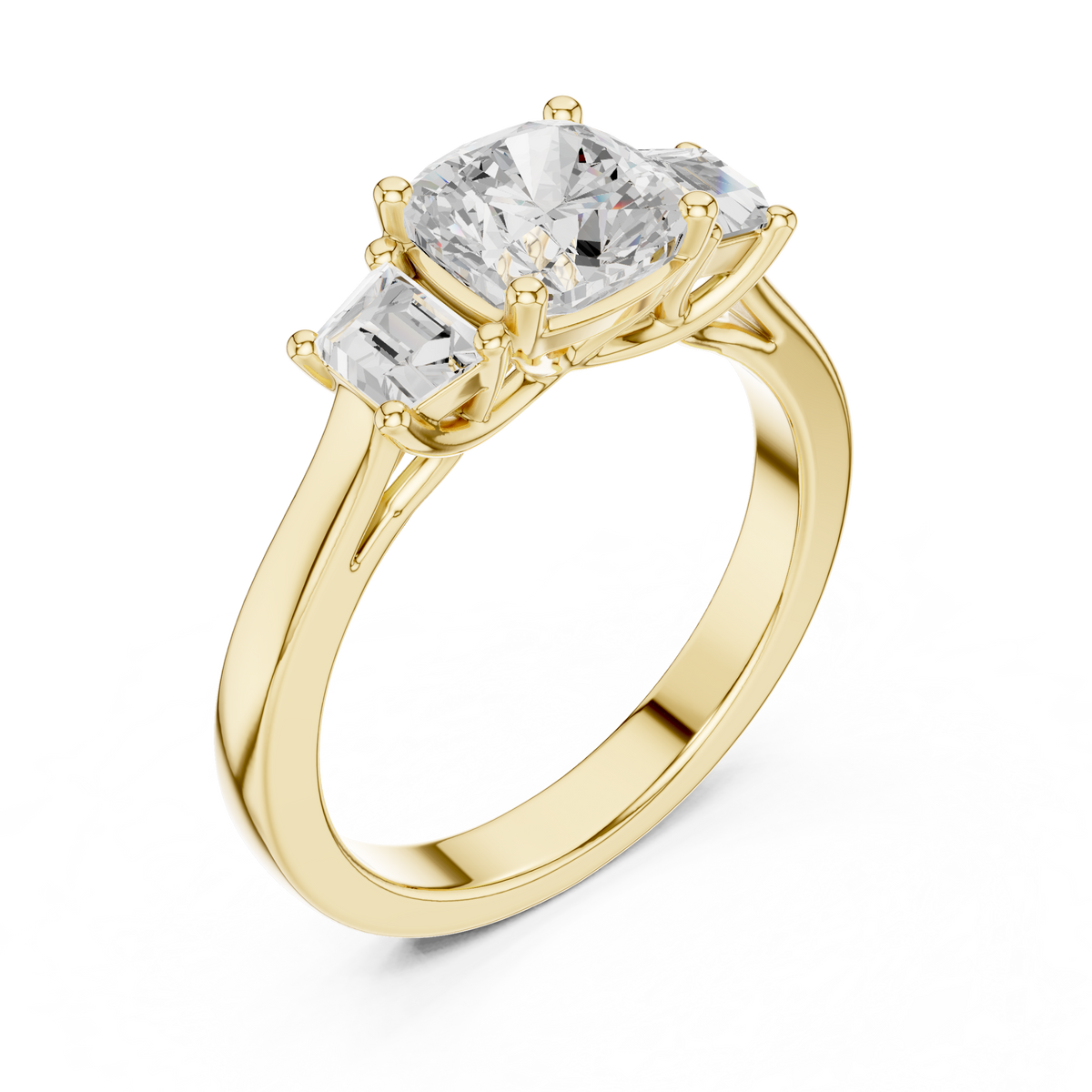 Cushion And Trapezoid Cut Brilliant Moissanite VVS1 Eternity Engagement Ring