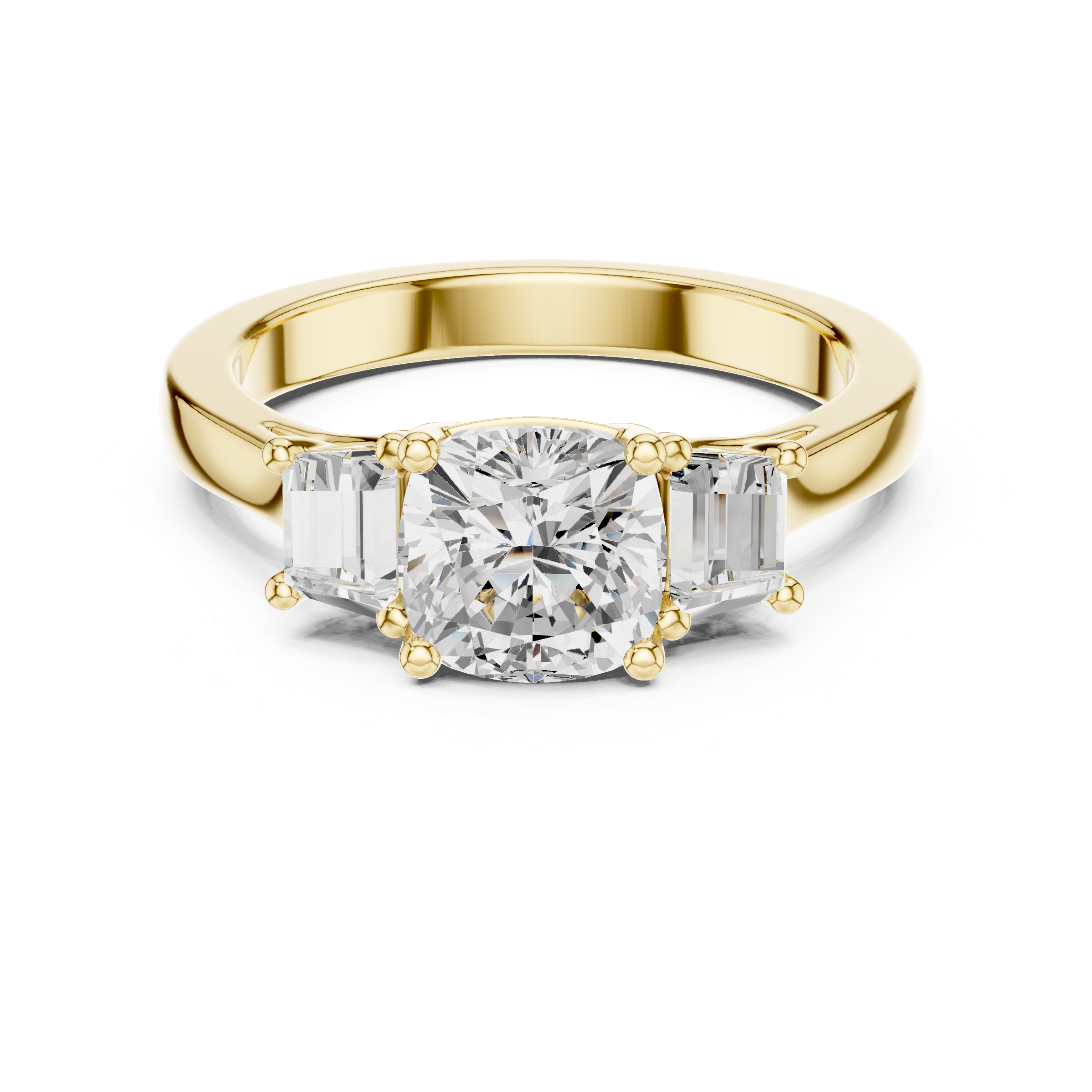 Cushion And Trapezoid Cut Brilliant Moissanite VVS1 Eternity Engagement Ring