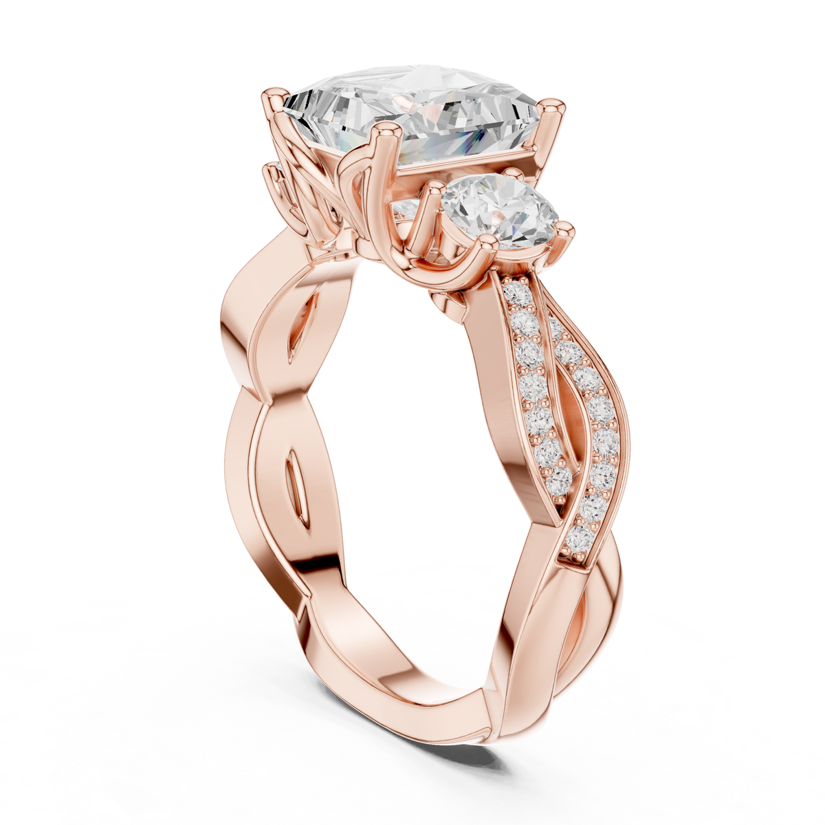 Princess And Round Cut Brilliant Moissanite VVS1 Eternity Engagement Ring