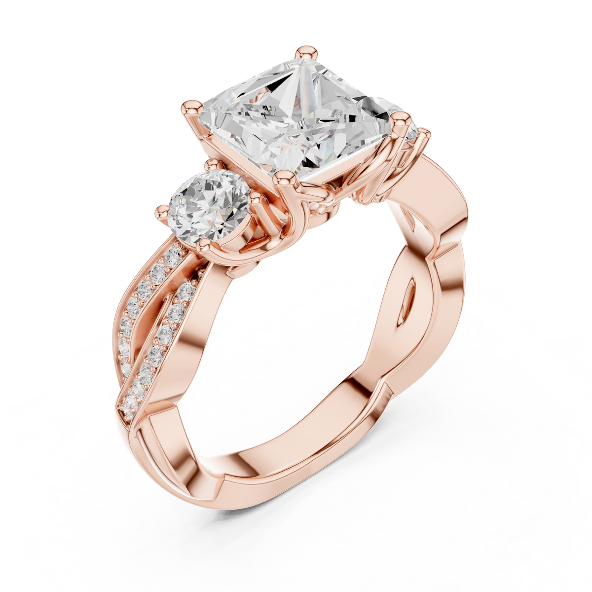 Princess And Round Cut Brilliant Moissanite VVS1 Eternity Engagement Ring